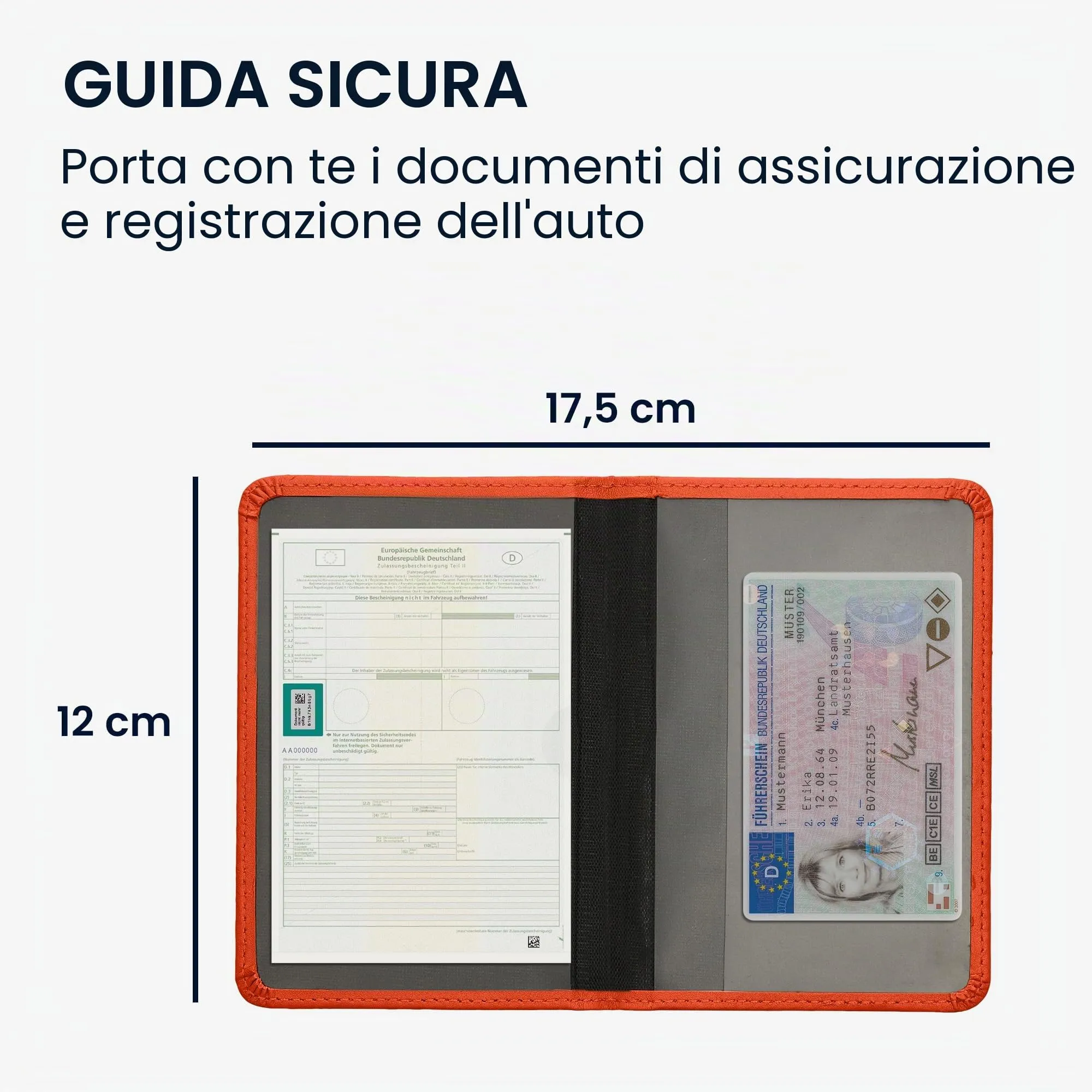 kwmobile Custodia in pelle PU per Libretto di Circolazione e Patente, Arancia Fruttata - immagine 5