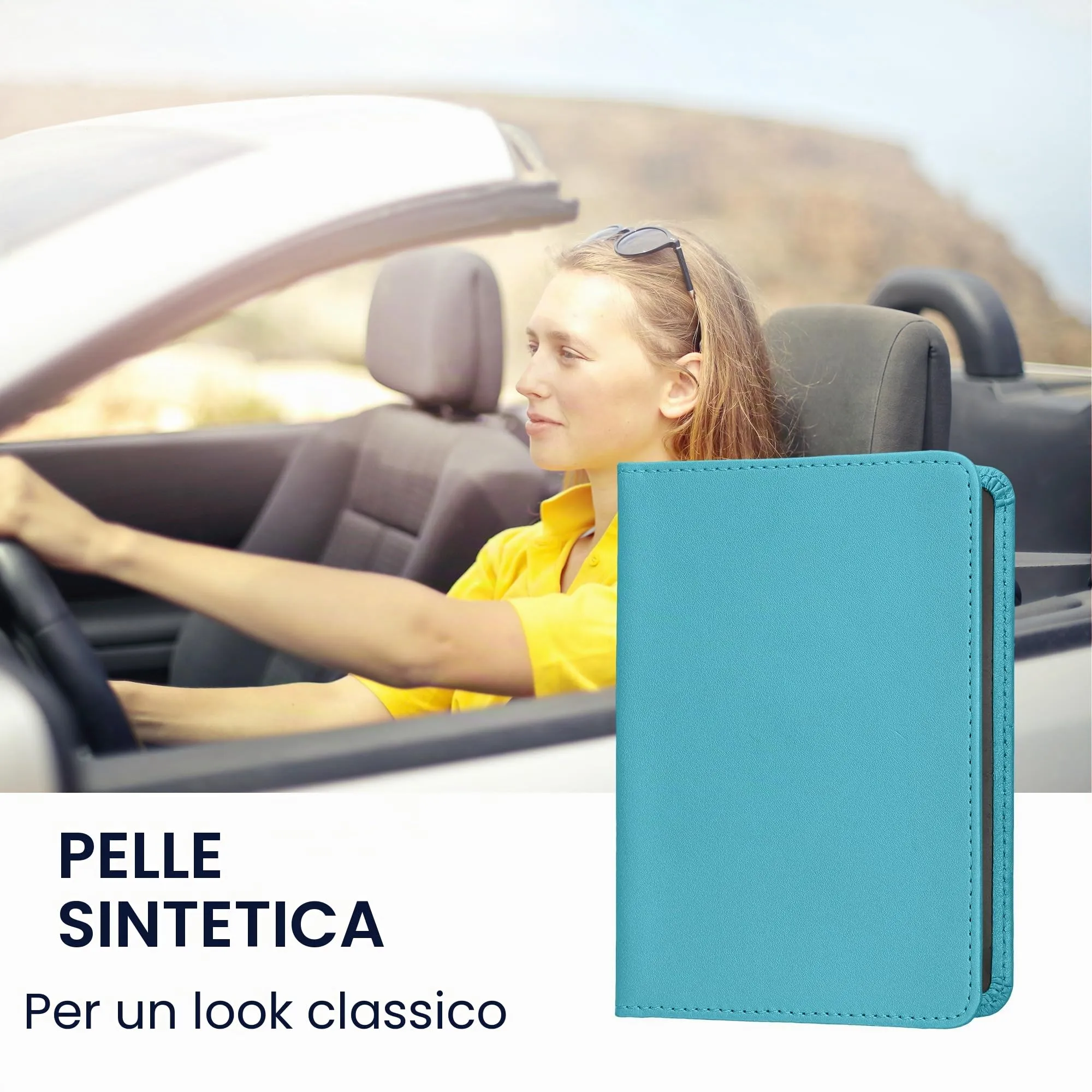 kwmobile Custodia in pelle PU per Libretto Circolazione Auto e Patente, blu indaco - immagine 2