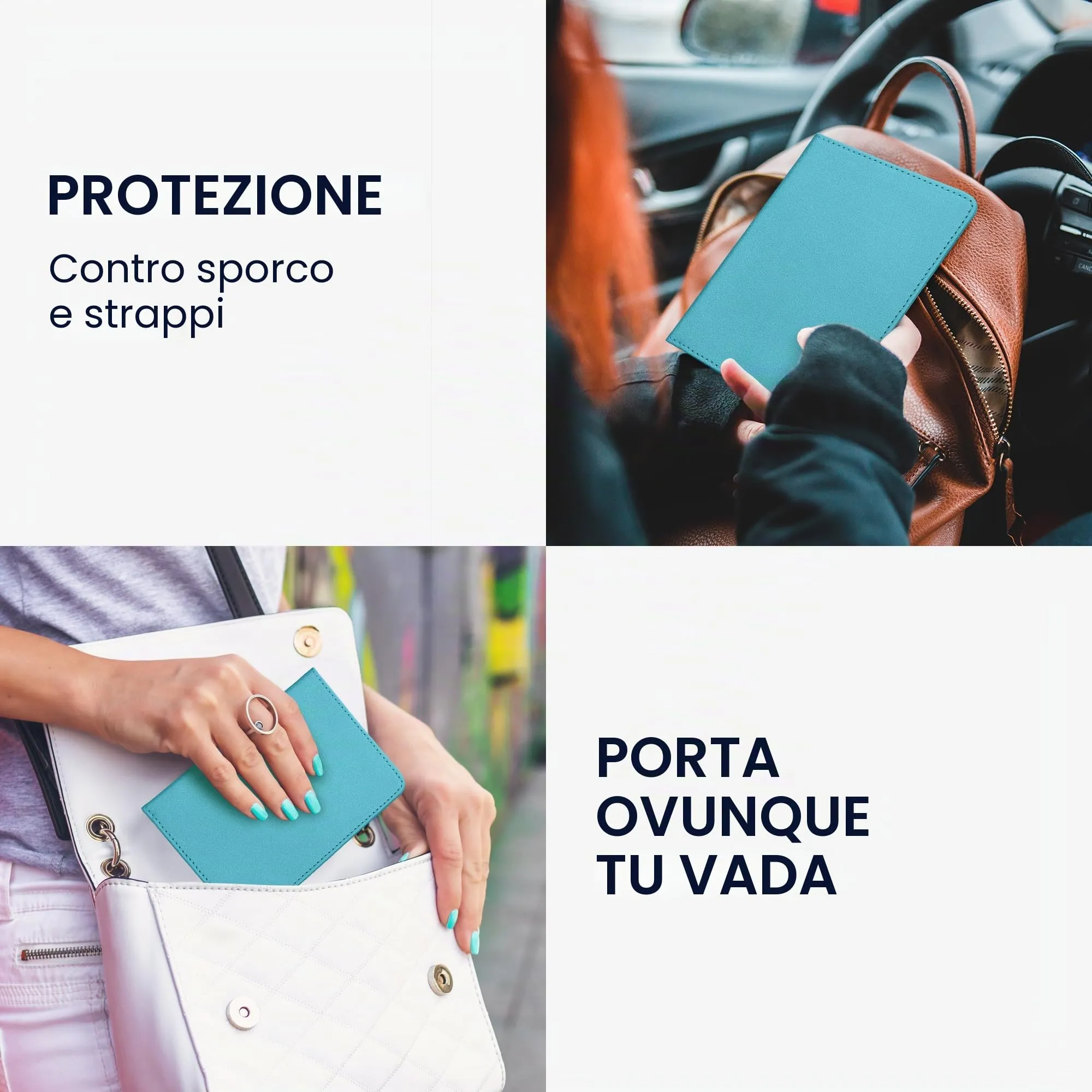 kwmobile Custodia in pelle PU per Libretto Circolazione Auto e Patente, blu indaco - immagine 4