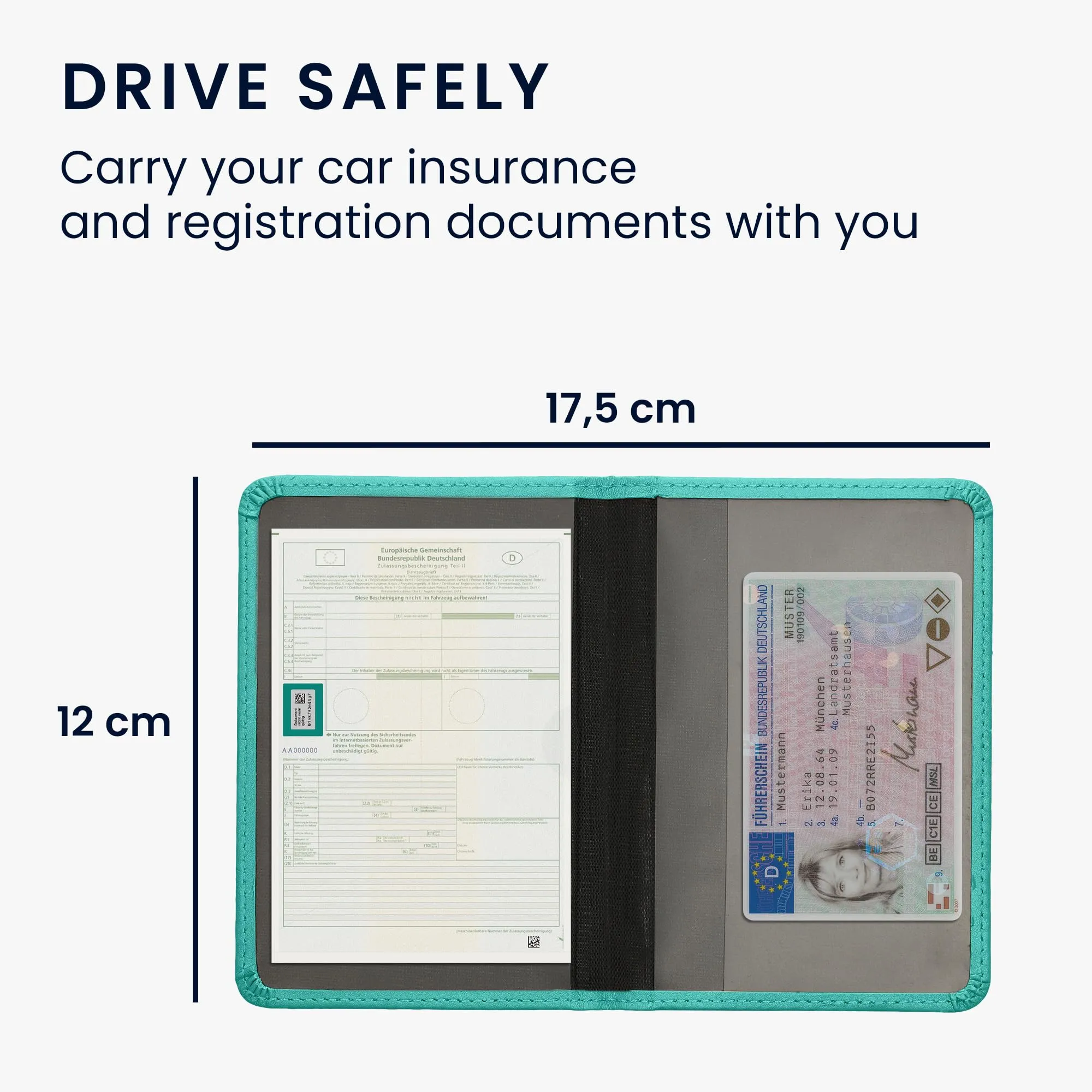 kwmobile Custodia in pelle PU per Libretto di Circolazione e Patente, Menta Freddo - immagine 5