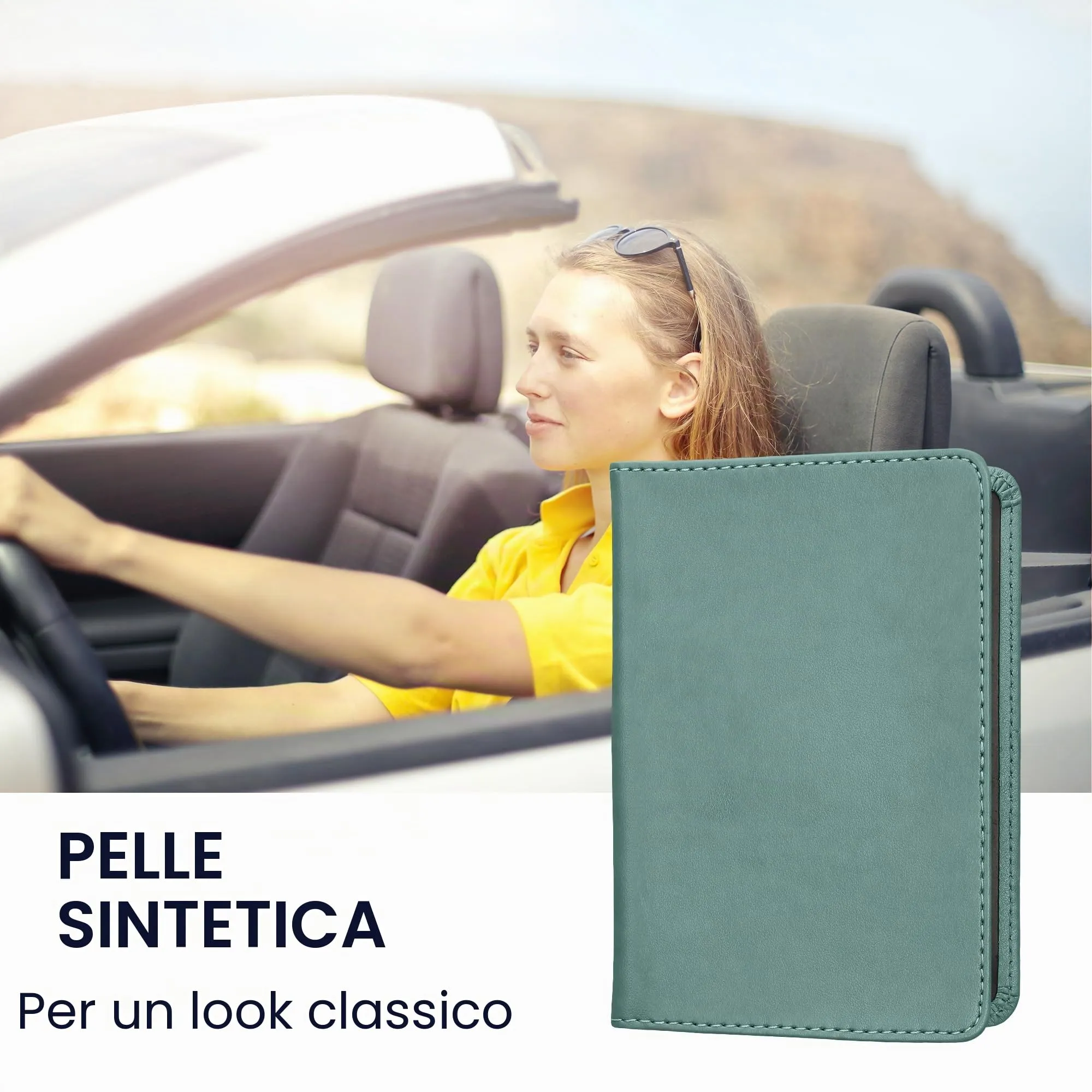 kwmobile Custodia in pelle PU per Libretto di Circolazione e Patente, Artic Night - immagine 2