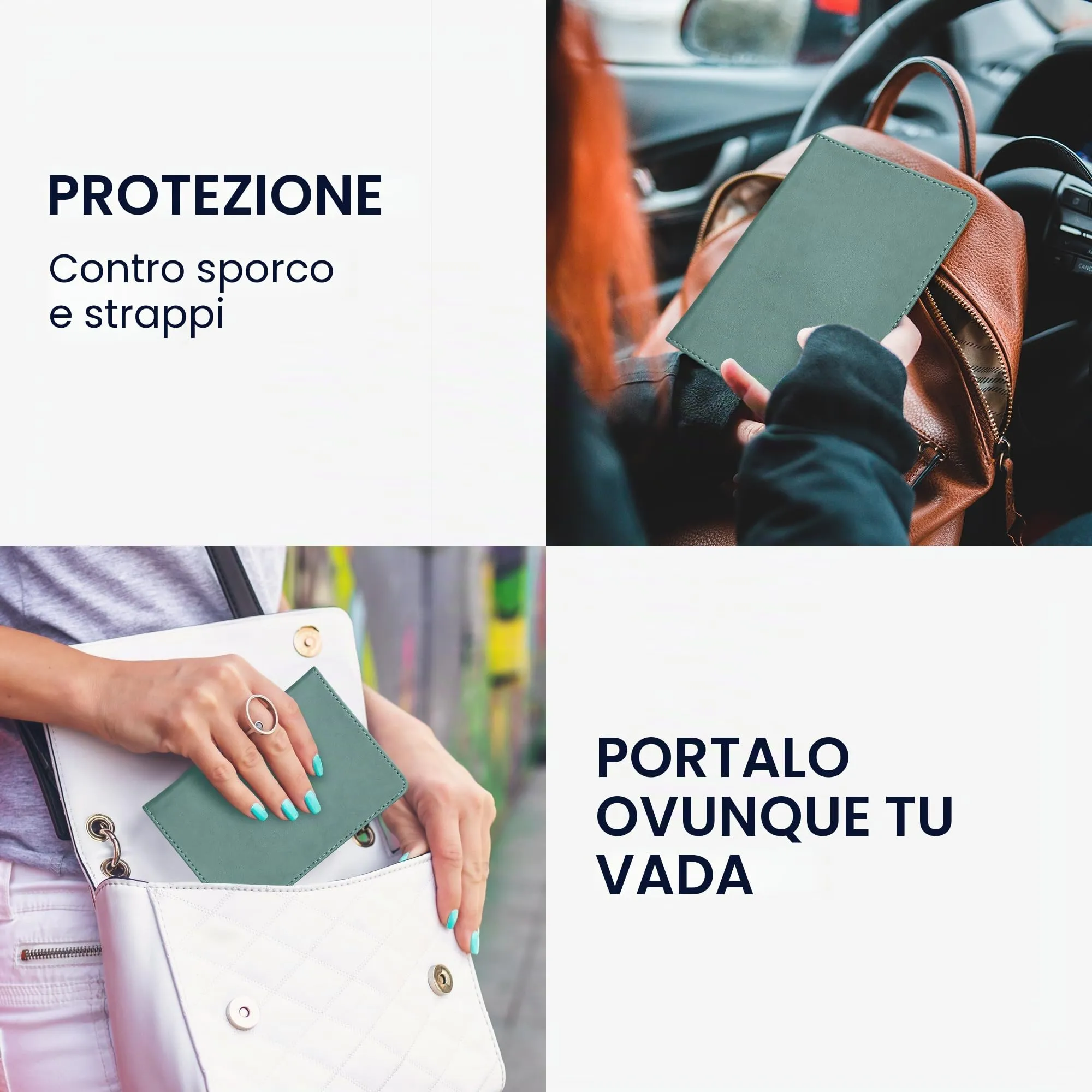 kwmobile Custodia in pelle PU per Libretto di Circolazione e Patente, Artic Night - immagine 4