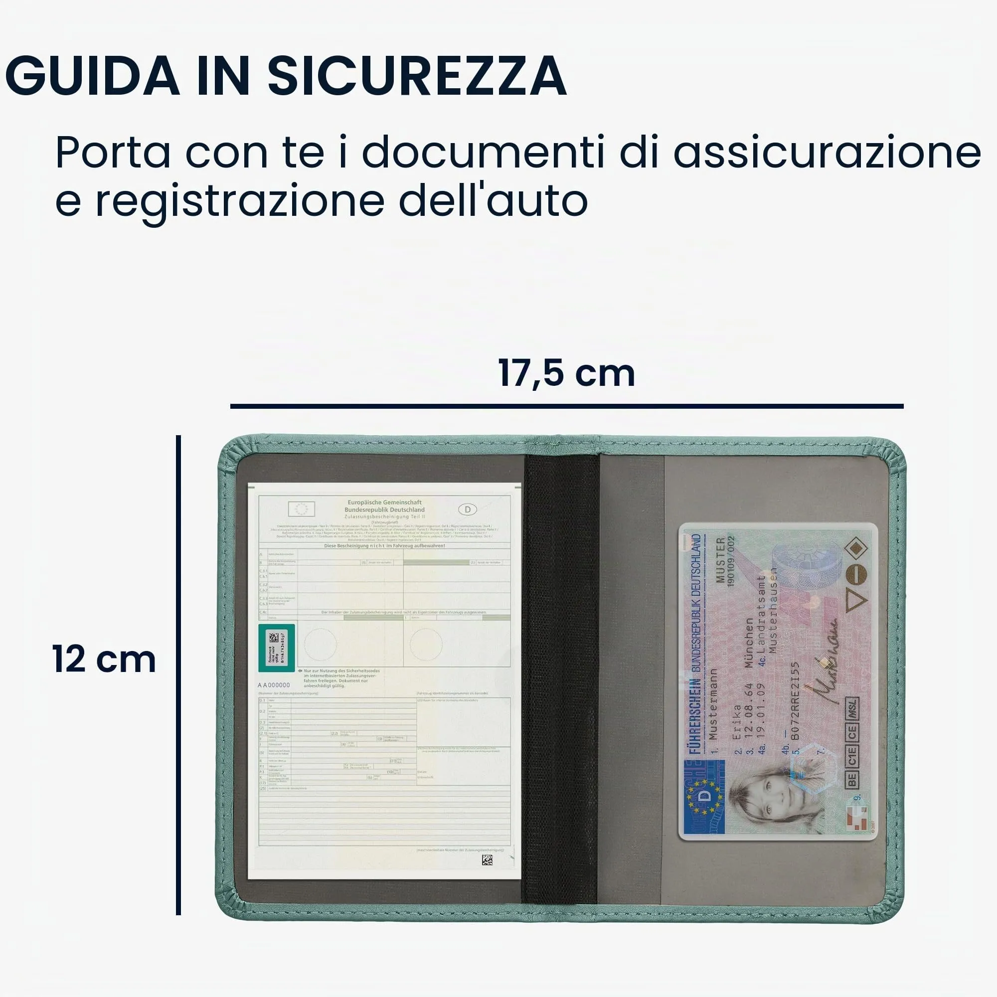 kwmobile Custodia in pelle PU per Libretto di Circolazione e Patente, Artic Night - immagine 5