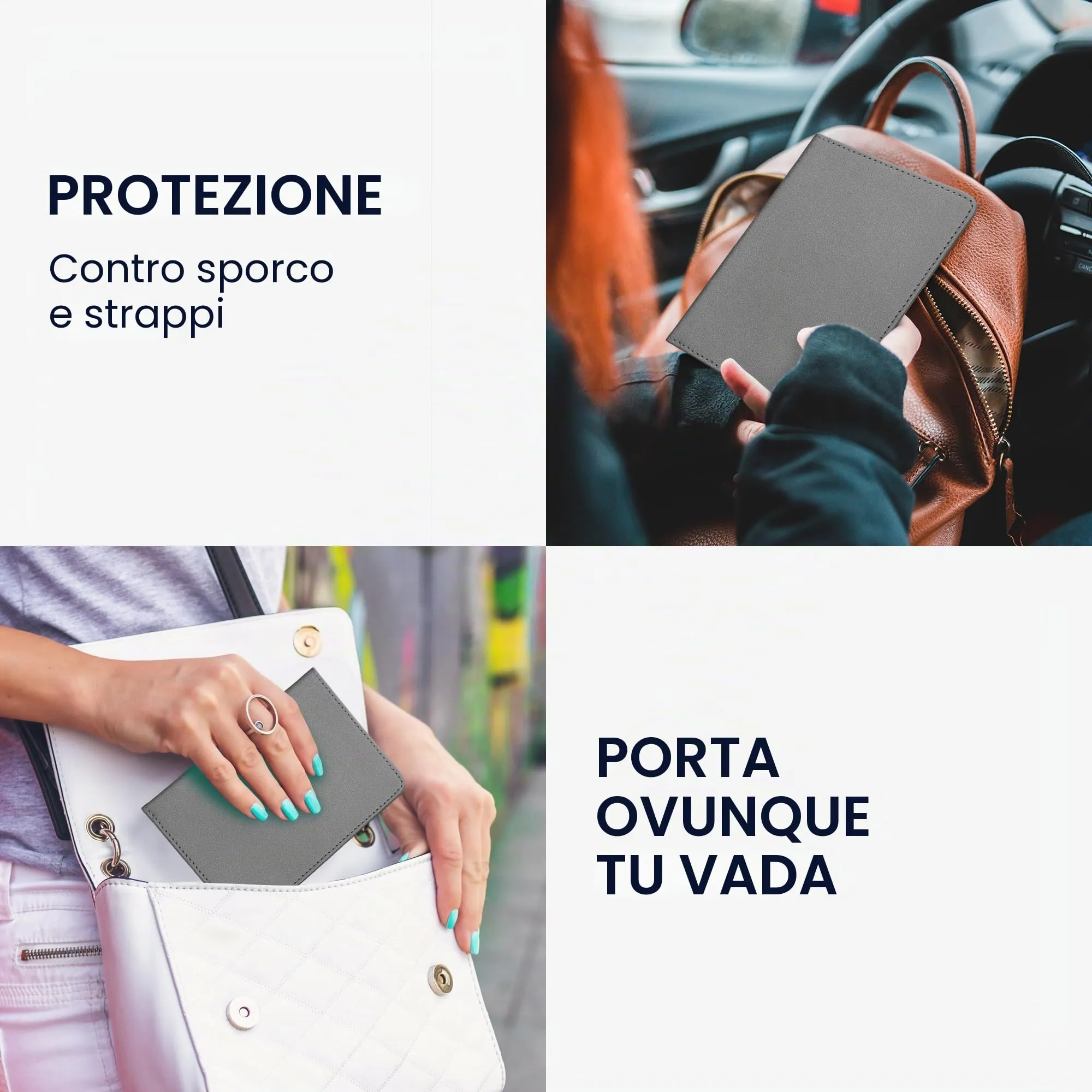 kwmobile Custodia in pelle PU per Libretto Circolazione Auto e Patente, grigio - immagine 4