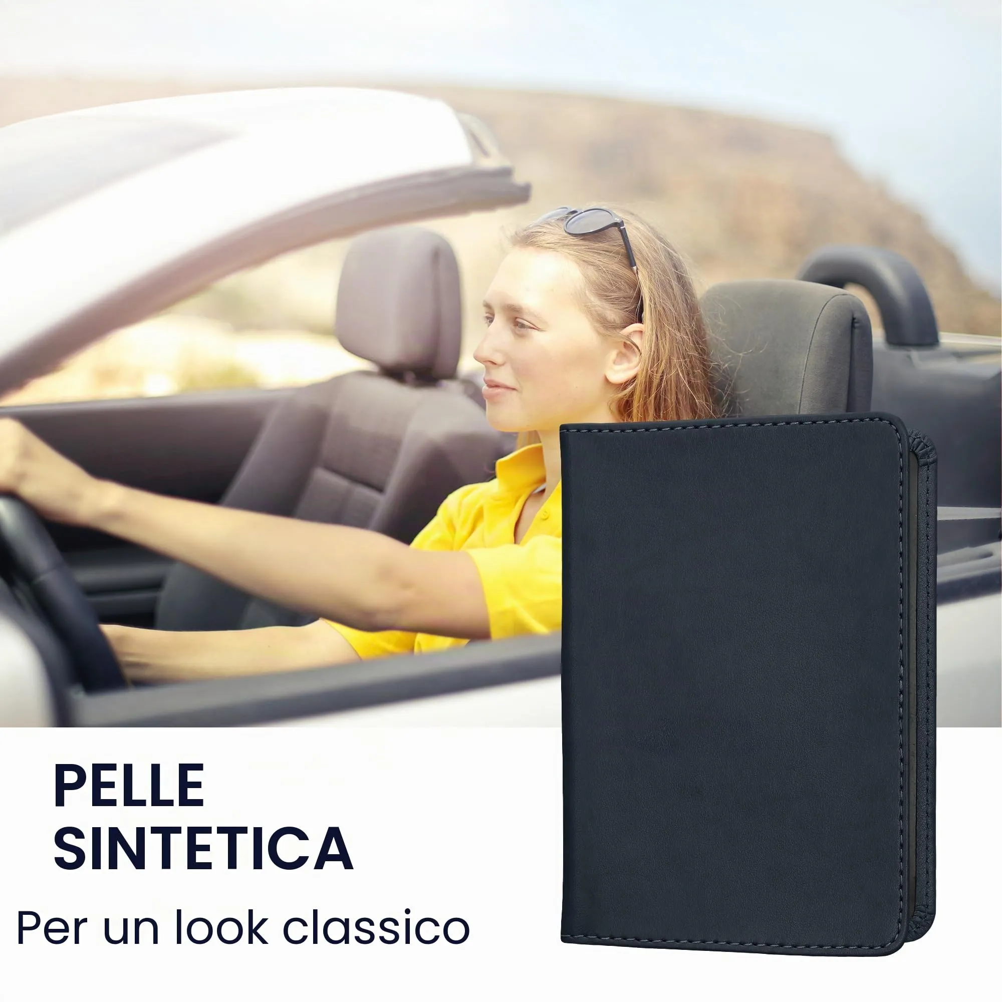 kwmobile Custodia in Pelle PU per Libretto di Circolazione e Patente, Blu Marino - immagine 2