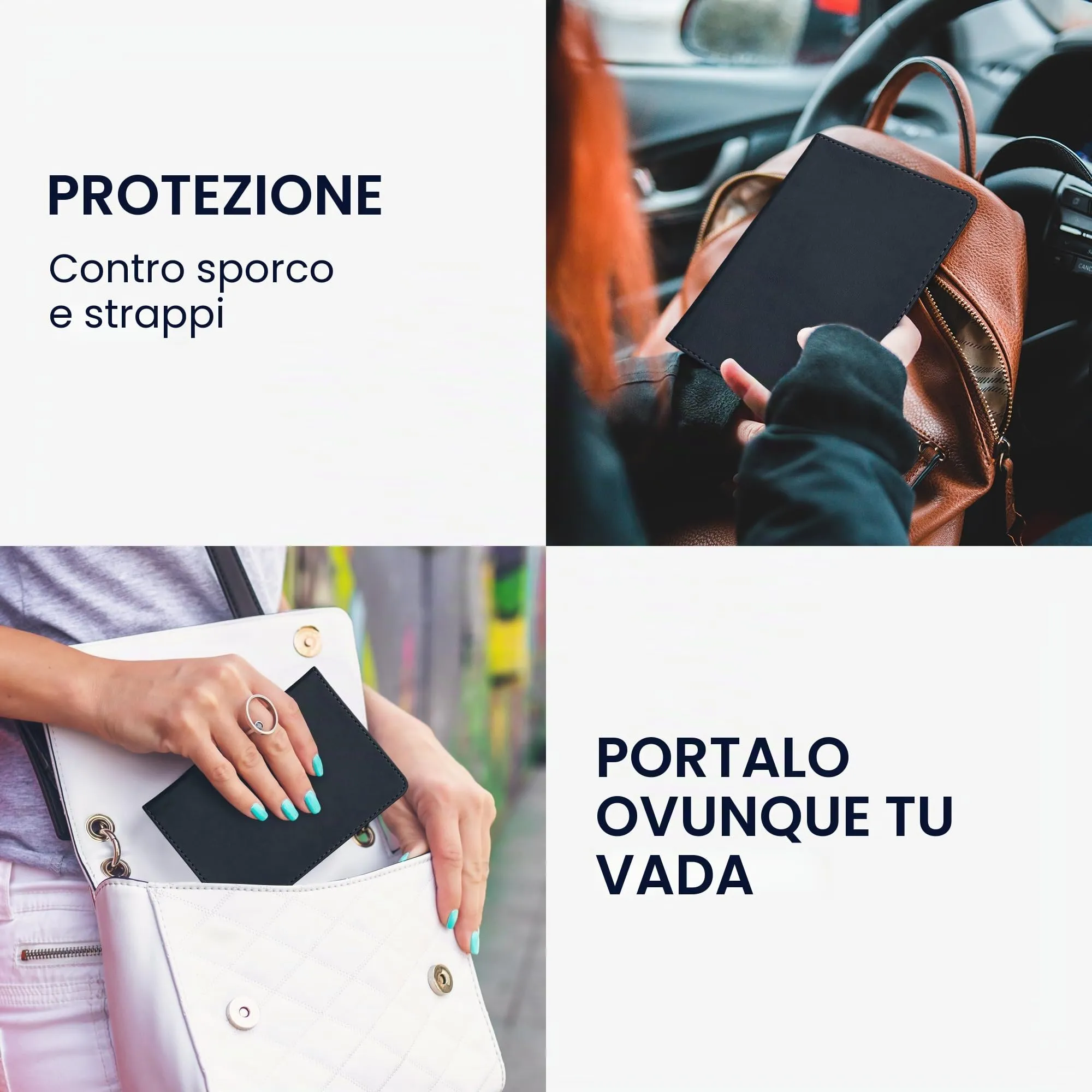 kwmobile Custodia in Pelle PU per Libretto di Circolazione e Patente, Blu Marino - immagine 4