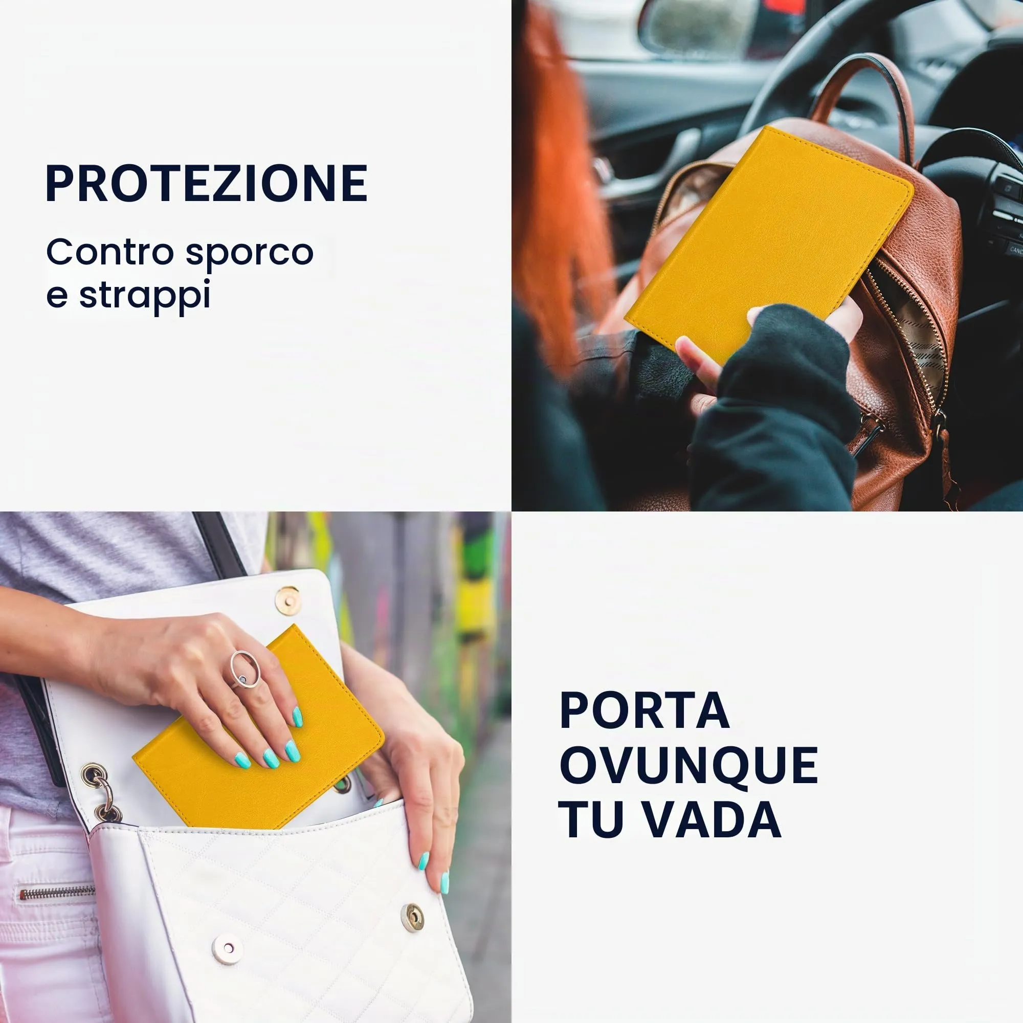 kwmobile Custodia in pelle PU per Libretto di Circolazione e Patente, Giallo Radiante - immagine 4