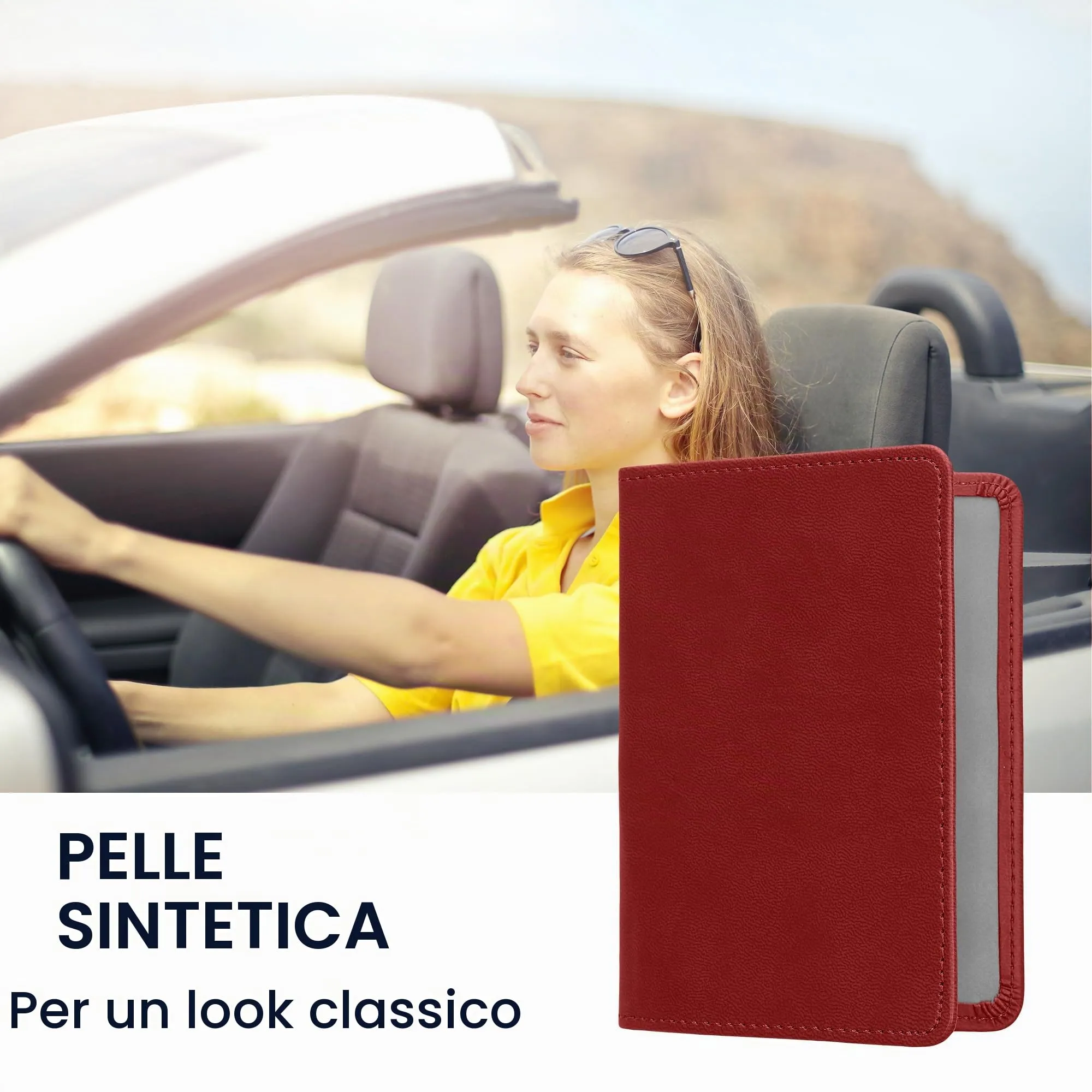 kwmobile Custodia in pelle PU per Libretto di Circolazione e Patente, Viola Bordeaux - immagine 2