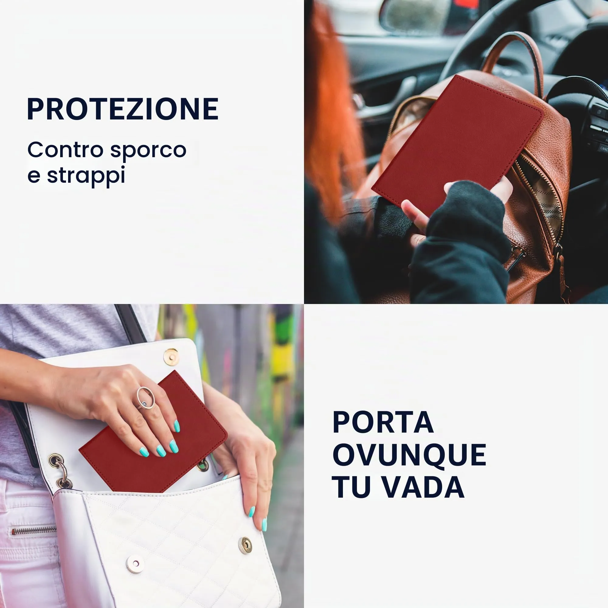 kwmobile Custodia in pelle PU per Libretto di Circolazione e Patente, Viola Bordeaux - immagine 4