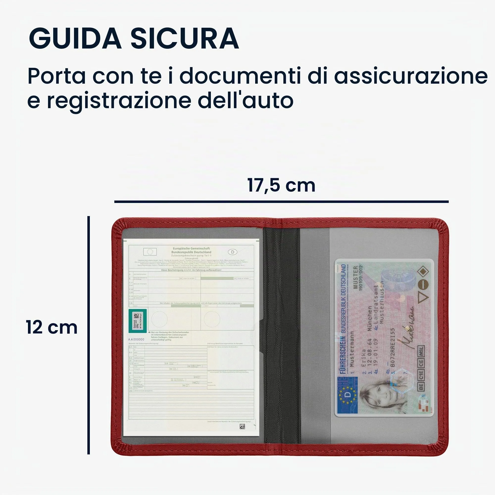kwmobile Custodia in pelle PU per Libretto di Circolazione e Patente, Viola Bordeaux - immagine 5