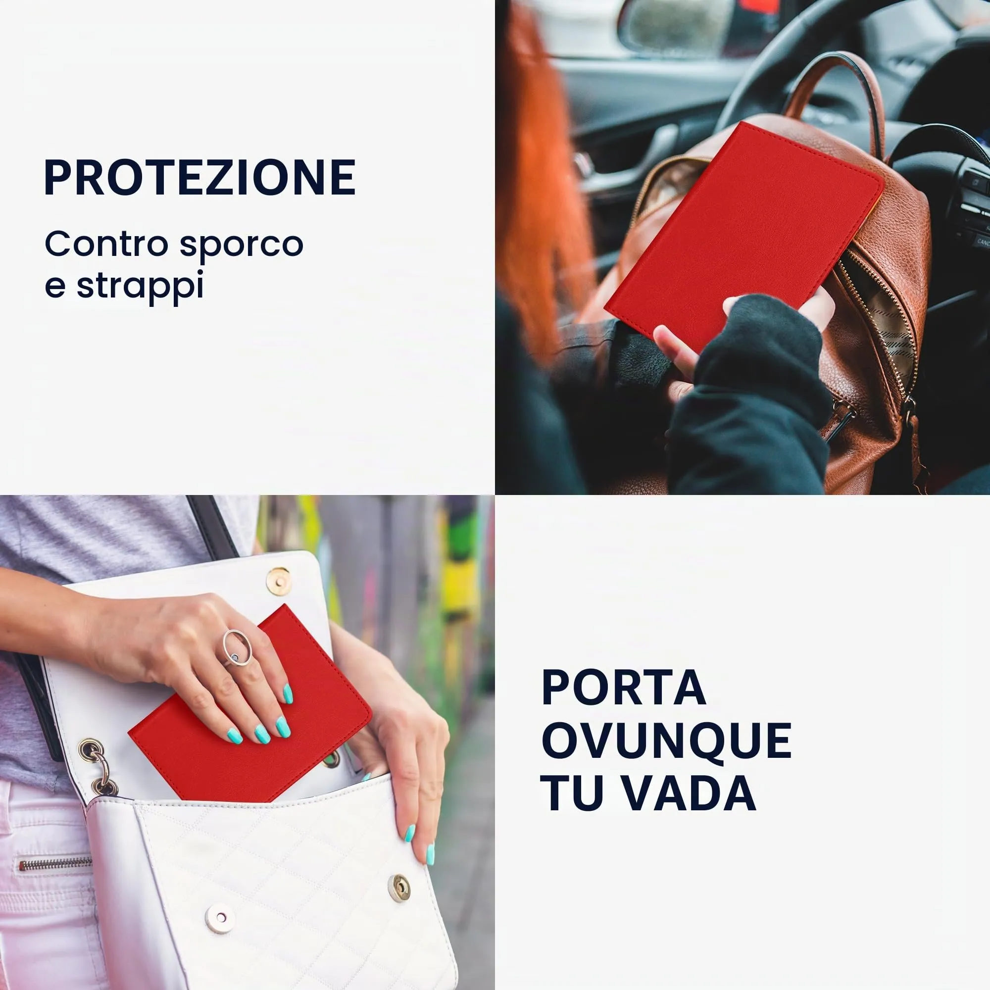 kwmobile Custodia in pelle PU per Libretto di Circolazione e Patente, Corallo Fluorescente - immagine 4