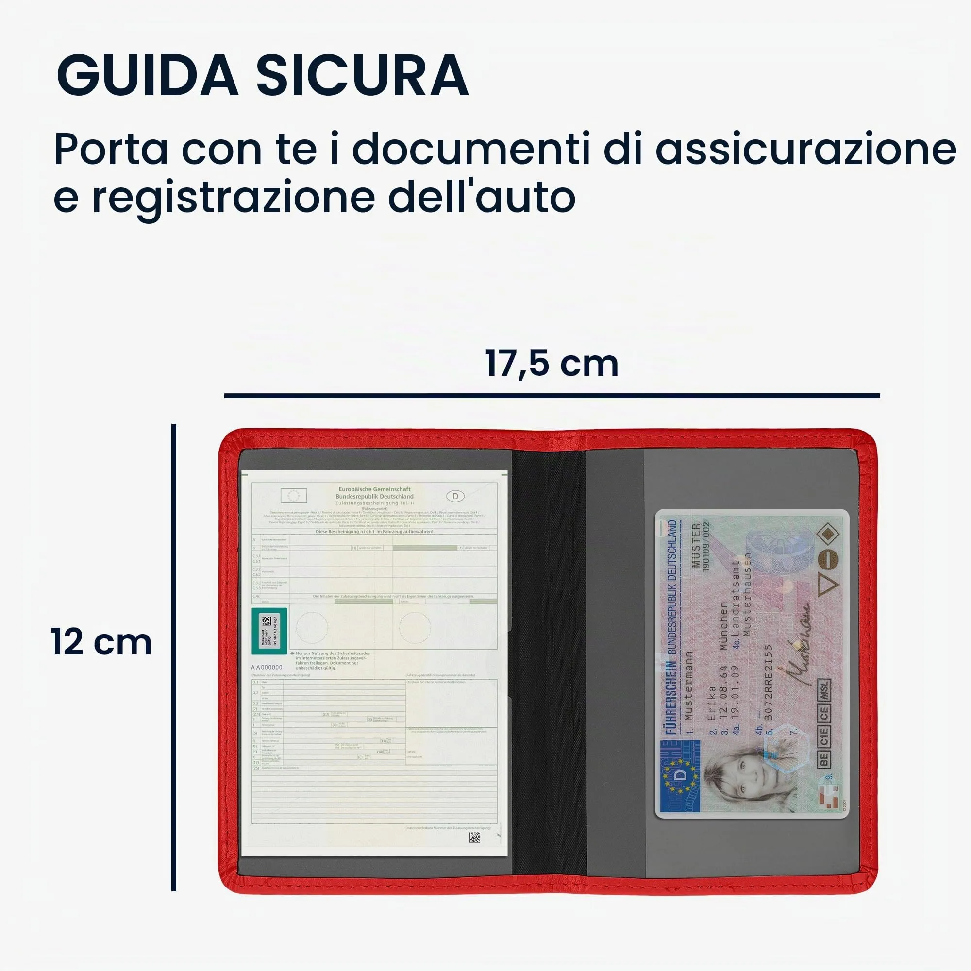 kwmobile Custodia in pelle PU per Libretto di Circolazione e Patente, Corallo Fluorescente - immagine 5