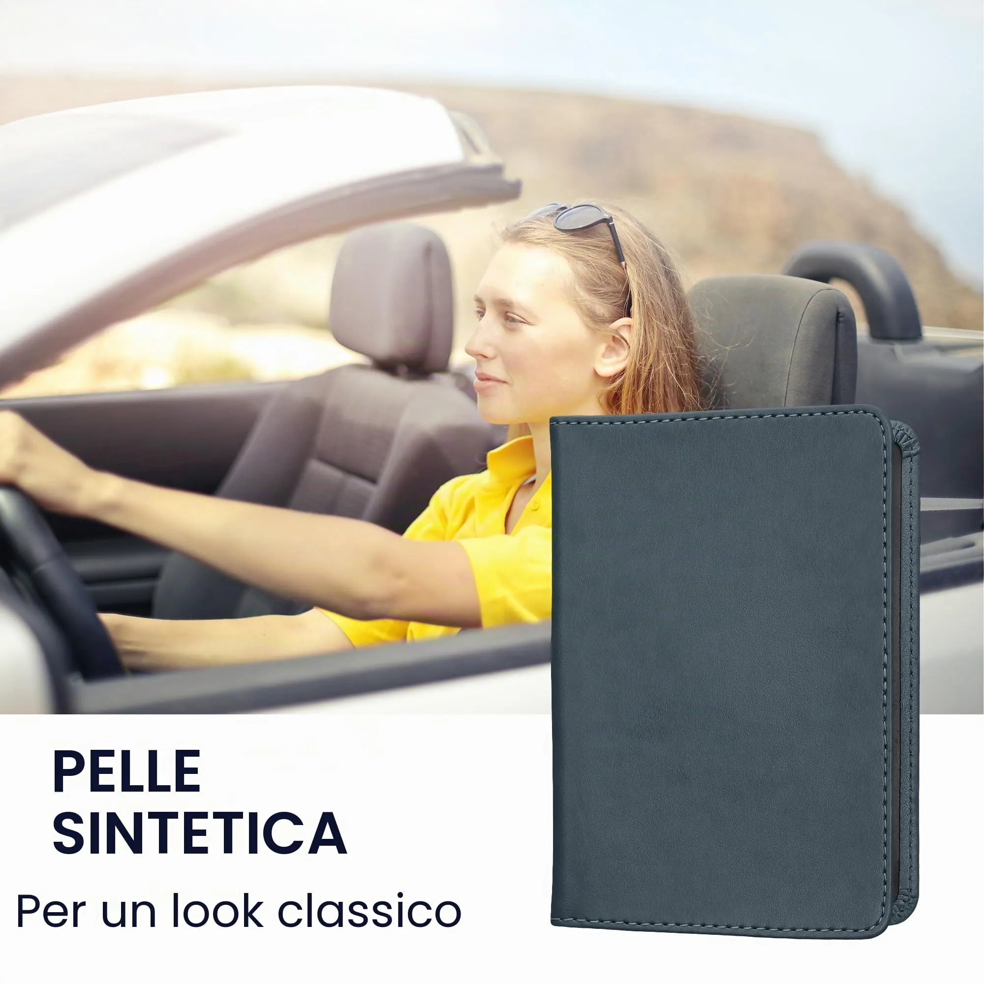 kwmobile Custodia in pelle PU per Libretto Circolazione e Patente, Ardesia Scuro - immagine 2