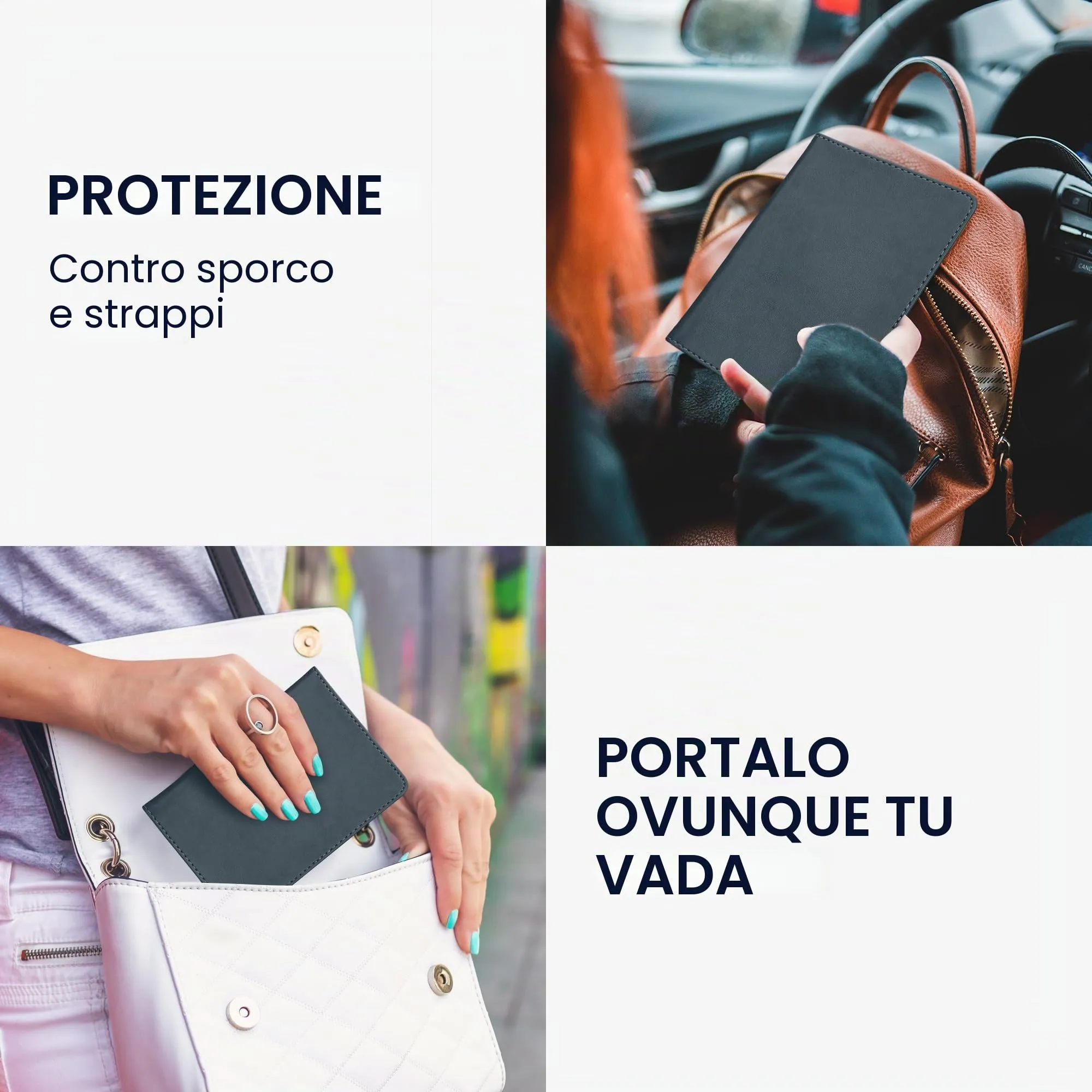 kwmobile Custodia in pelle PU per Libretto Circolazione e Patente, Ardesia Scuro - immagine 4