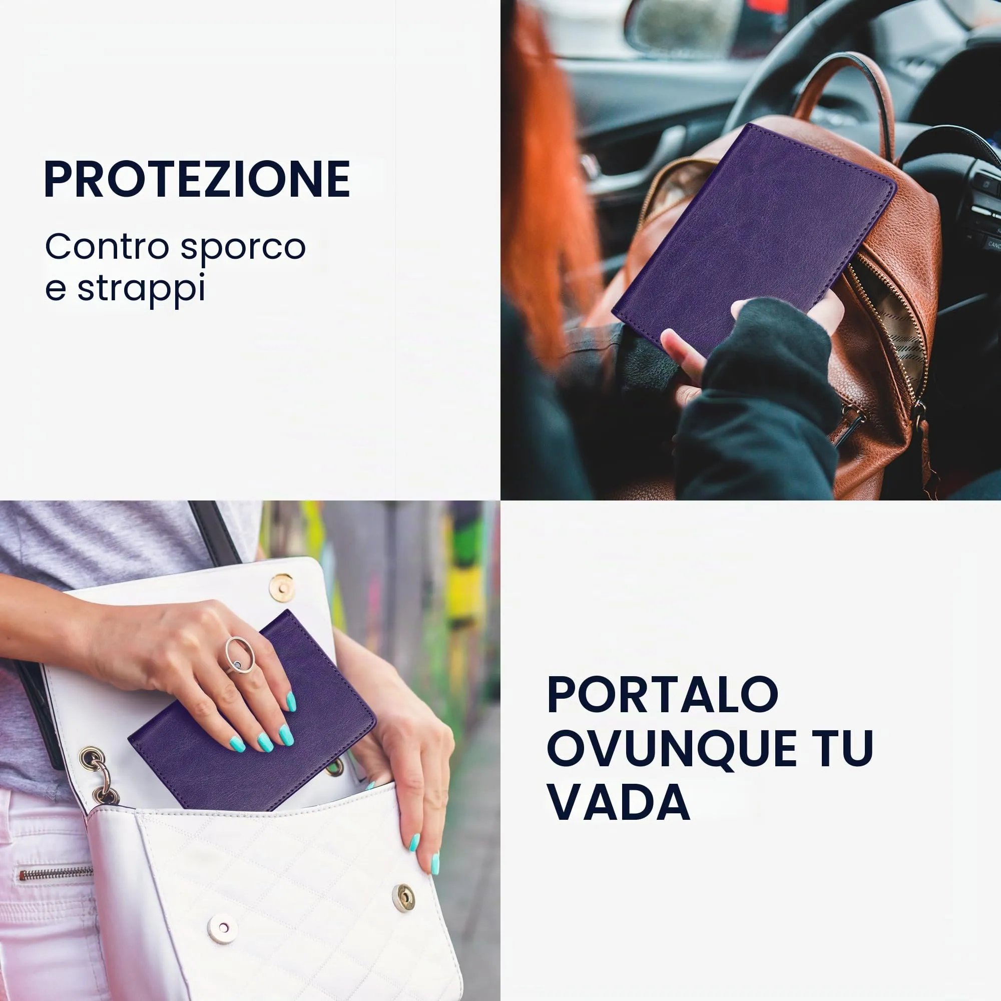 kwmobile Custodia in pelle PU per Libretto di Circolazione e Patente, Iris pallido - immagine 4