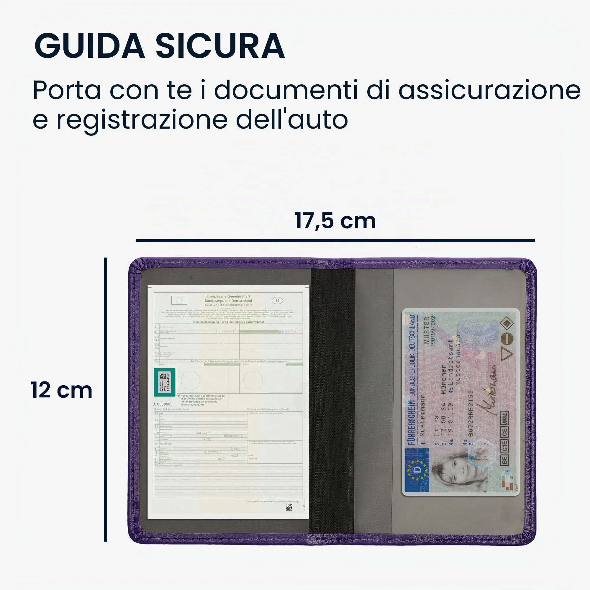 kwmobile Custodia in pelle PU per Libretto di Circolazione e Patente, Iris pallido - immagine 5