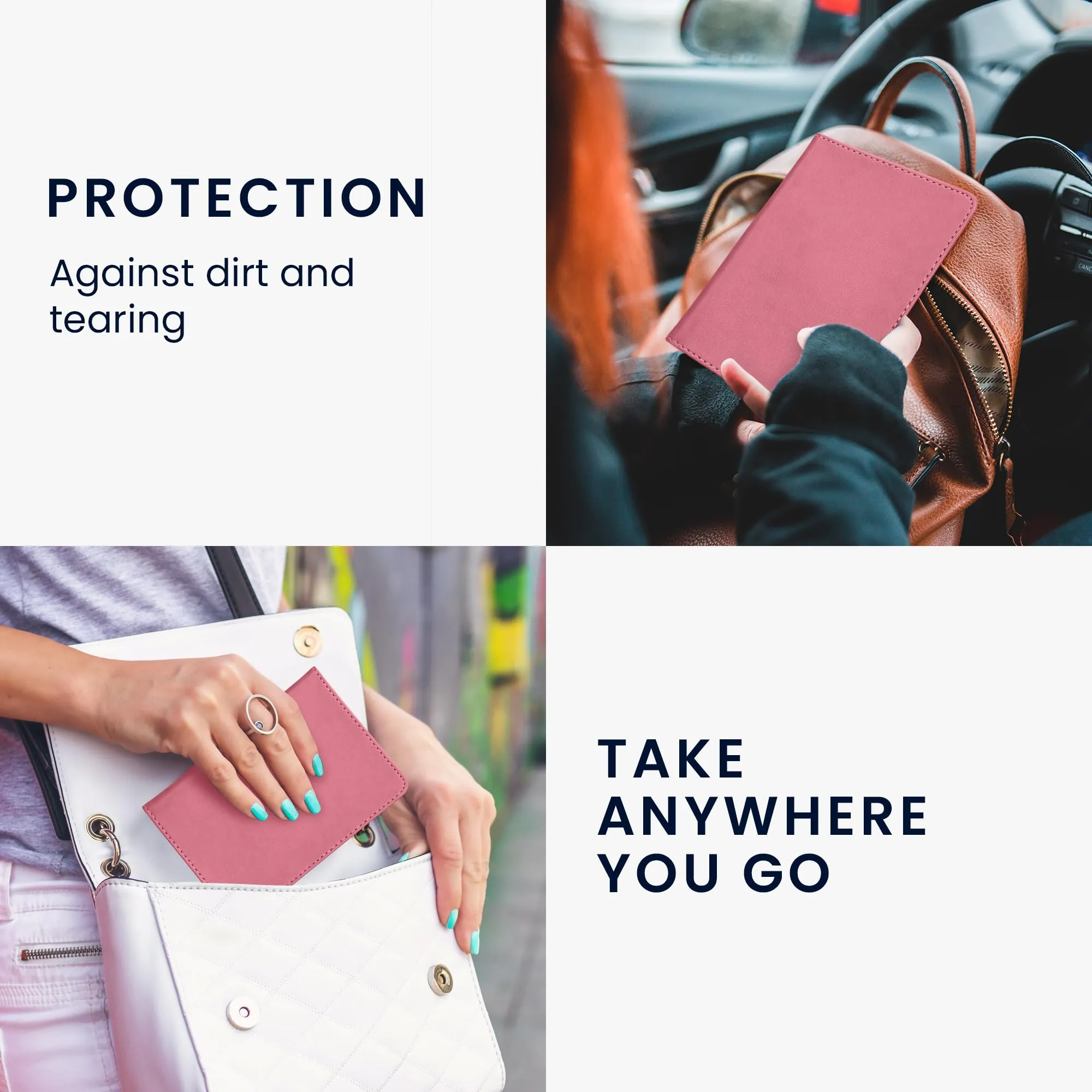 kwmobile Custodia in pelle PU per Libretto di Circolazione e Patente, Rosa - immagine 4