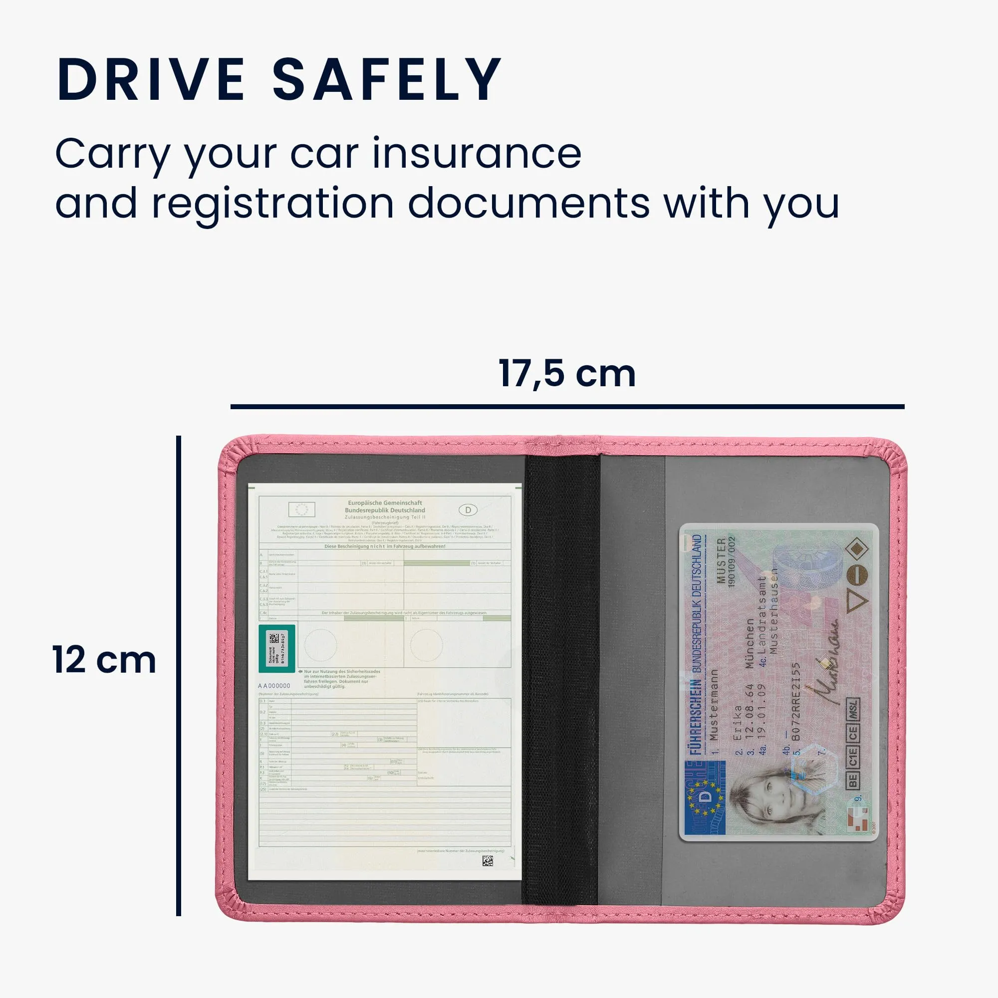 kwmobile Custodia in pelle PU per Libretto di Circolazione e Patente, Rosa - immagine 5