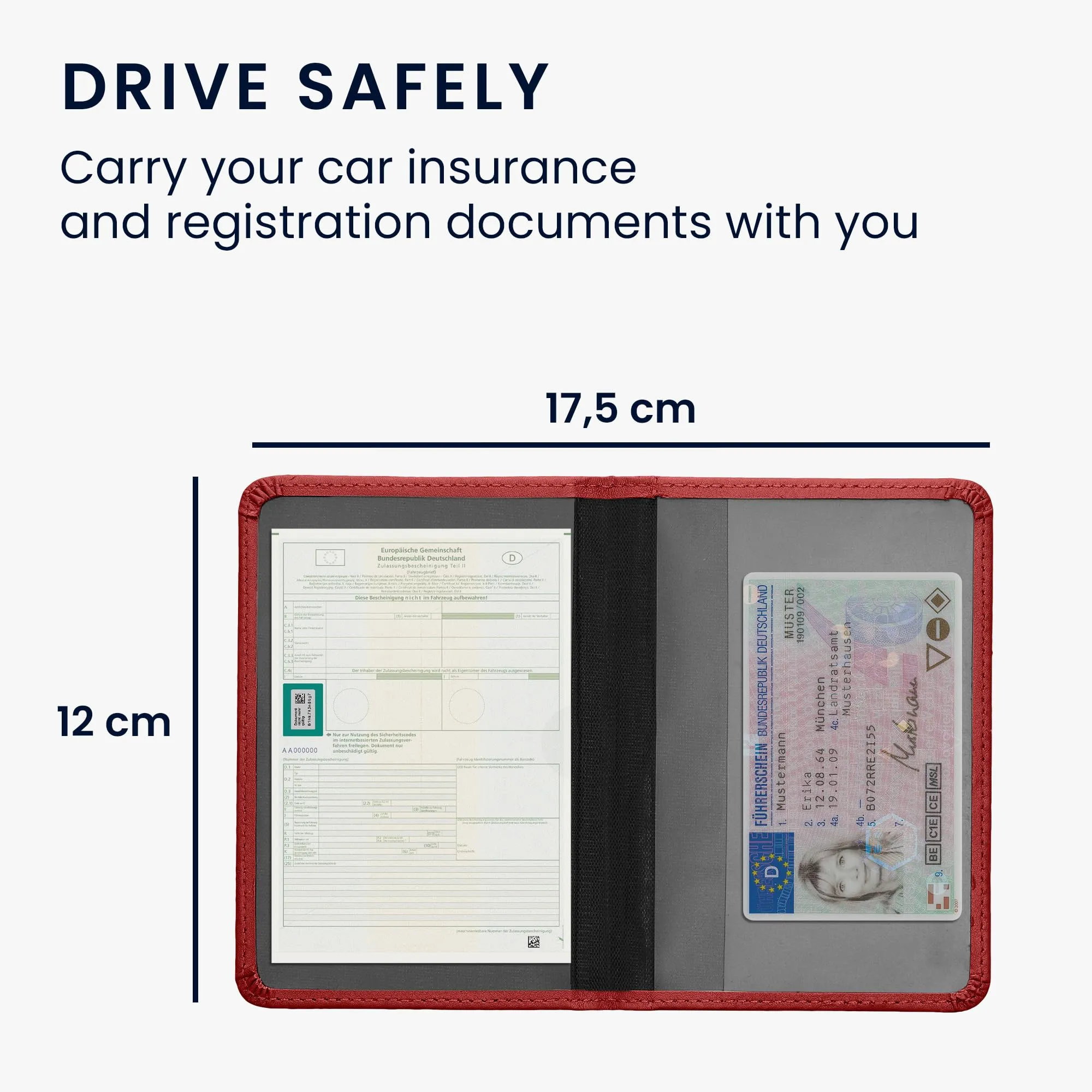 kwmobile Custodia in pelle PU per Libretto Circolazione Auto e Patente, Rosso Rabarbaro - immagine 5