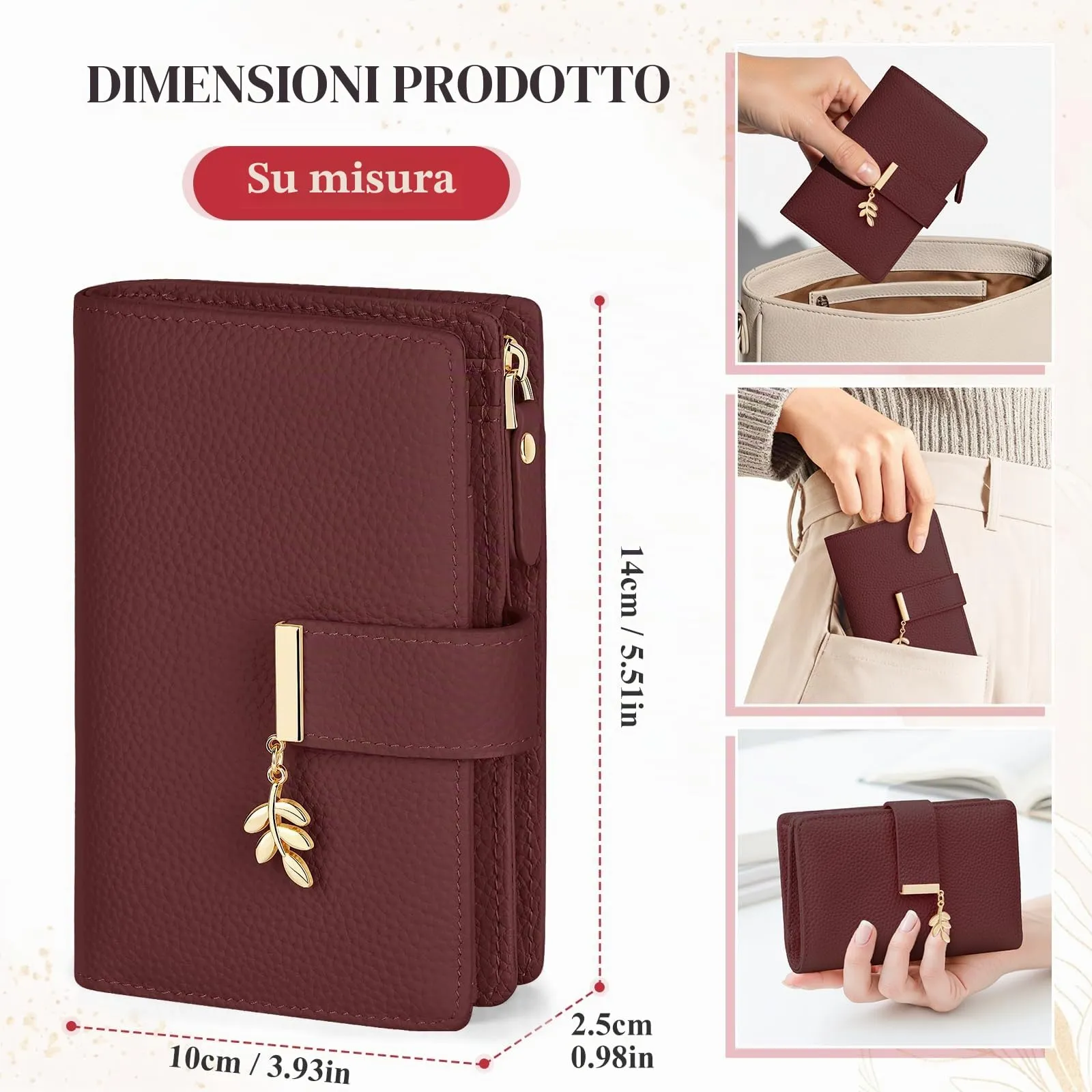 LUROON Portafoglio Medio Donna in Pelle con Blocco RFID e Portamonete - immagine 5