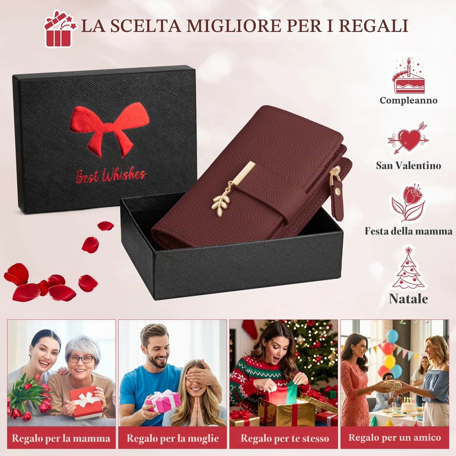 LUROON Portafoglio Medio Donna in Pelle con Blocco RFID e Portamonete - immagine 7