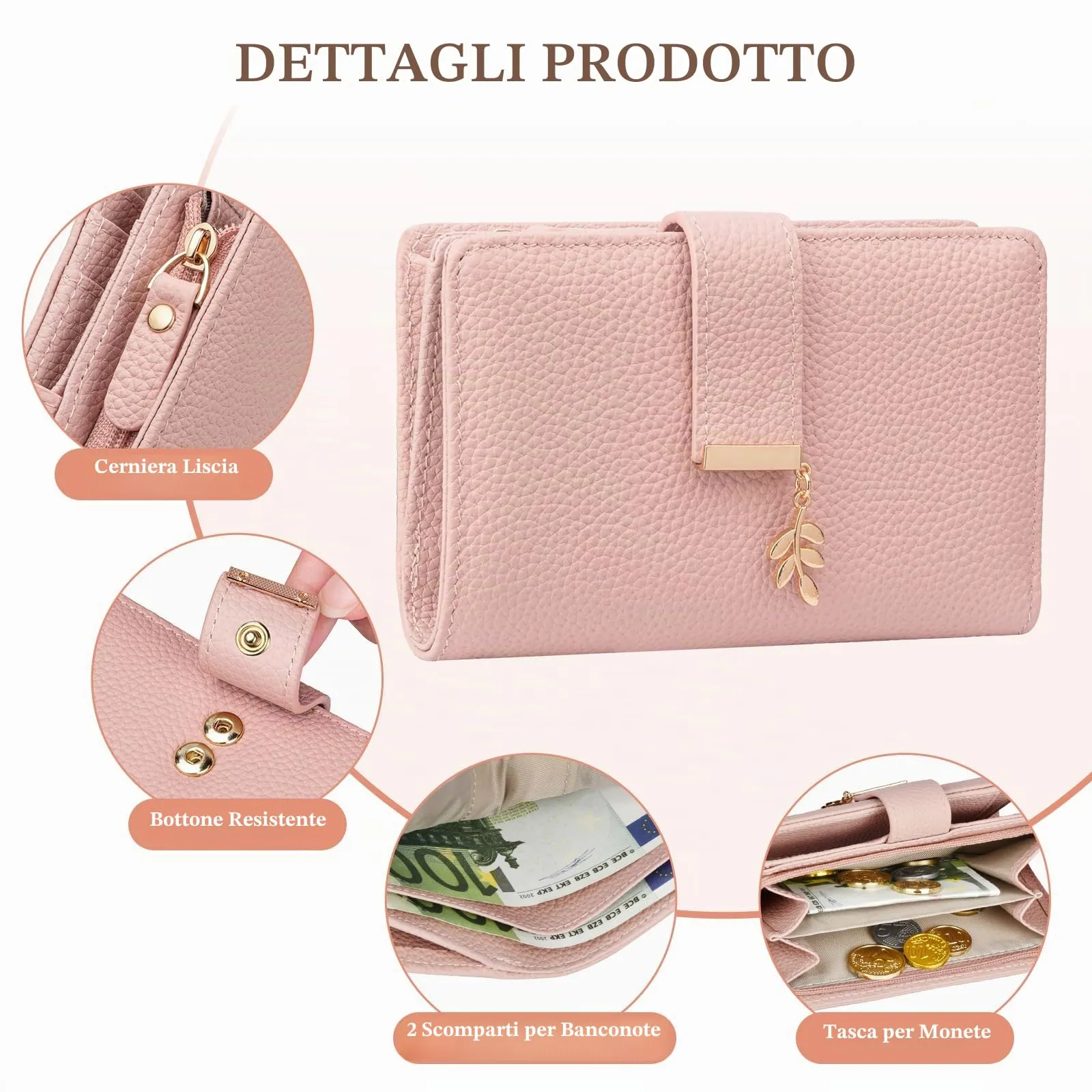 LUROON Portafoglio Medio Donna in Pelle con Blocco RFID - immagine 2