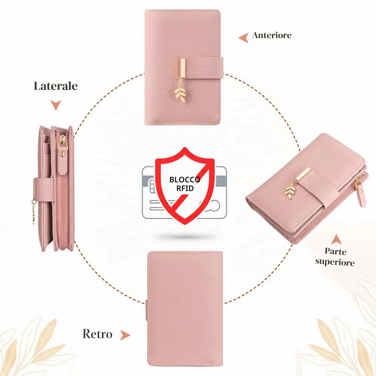 LUROON Portafoglio Medio Donna in Pelle con Blocco RFID - immagine 5