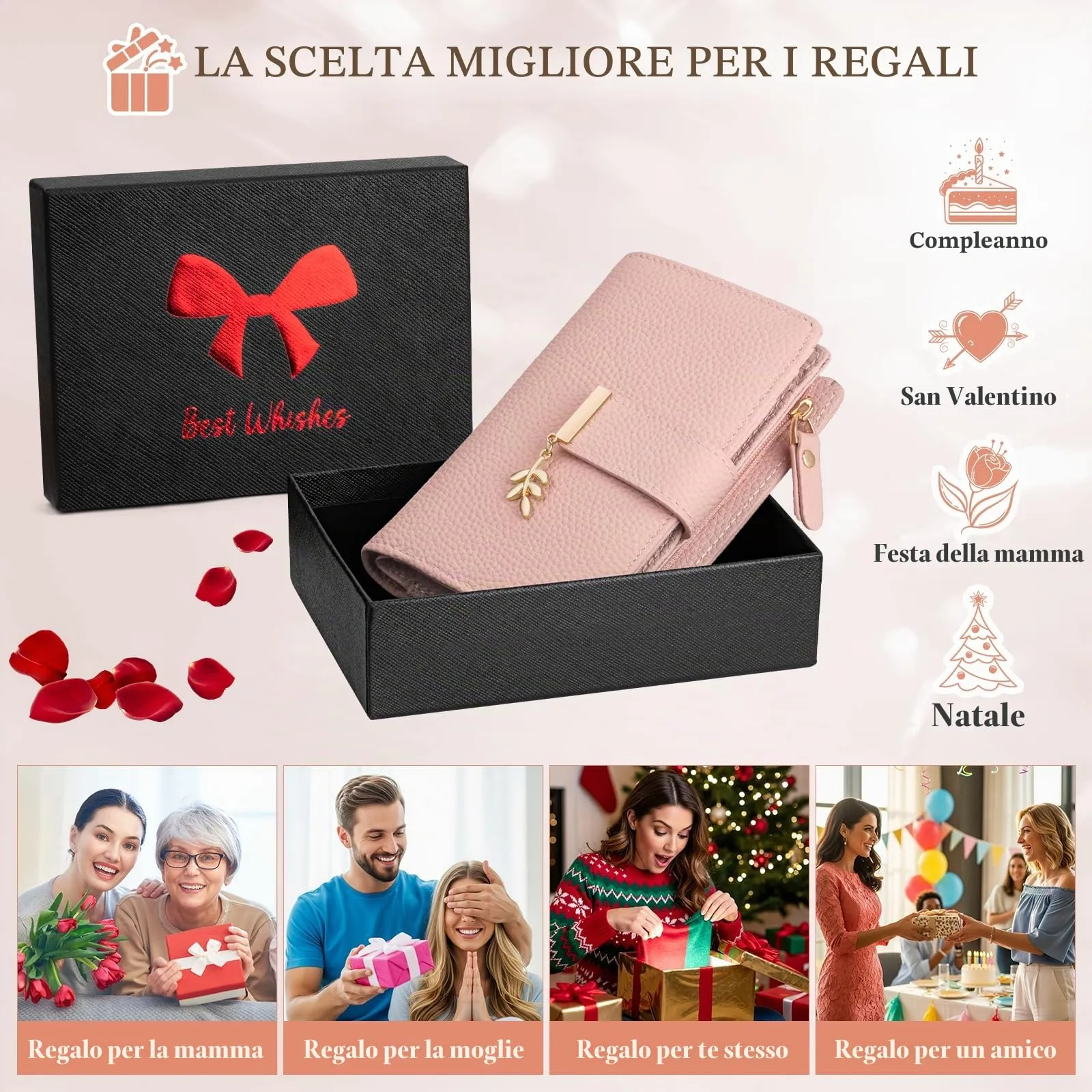 LUROON Portafoglio Medio Donna in Pelle con Blocco RFID - immagine 6