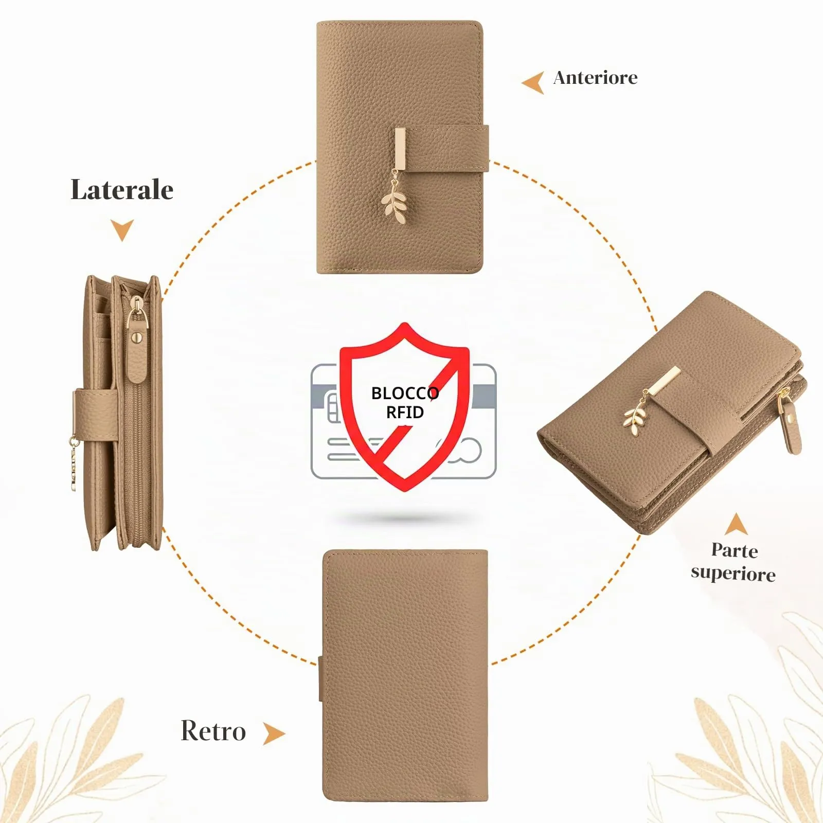 LUROON Portafoglio Medio Donna in Pelle con Blocco RFID e Portamonete - immagine 6