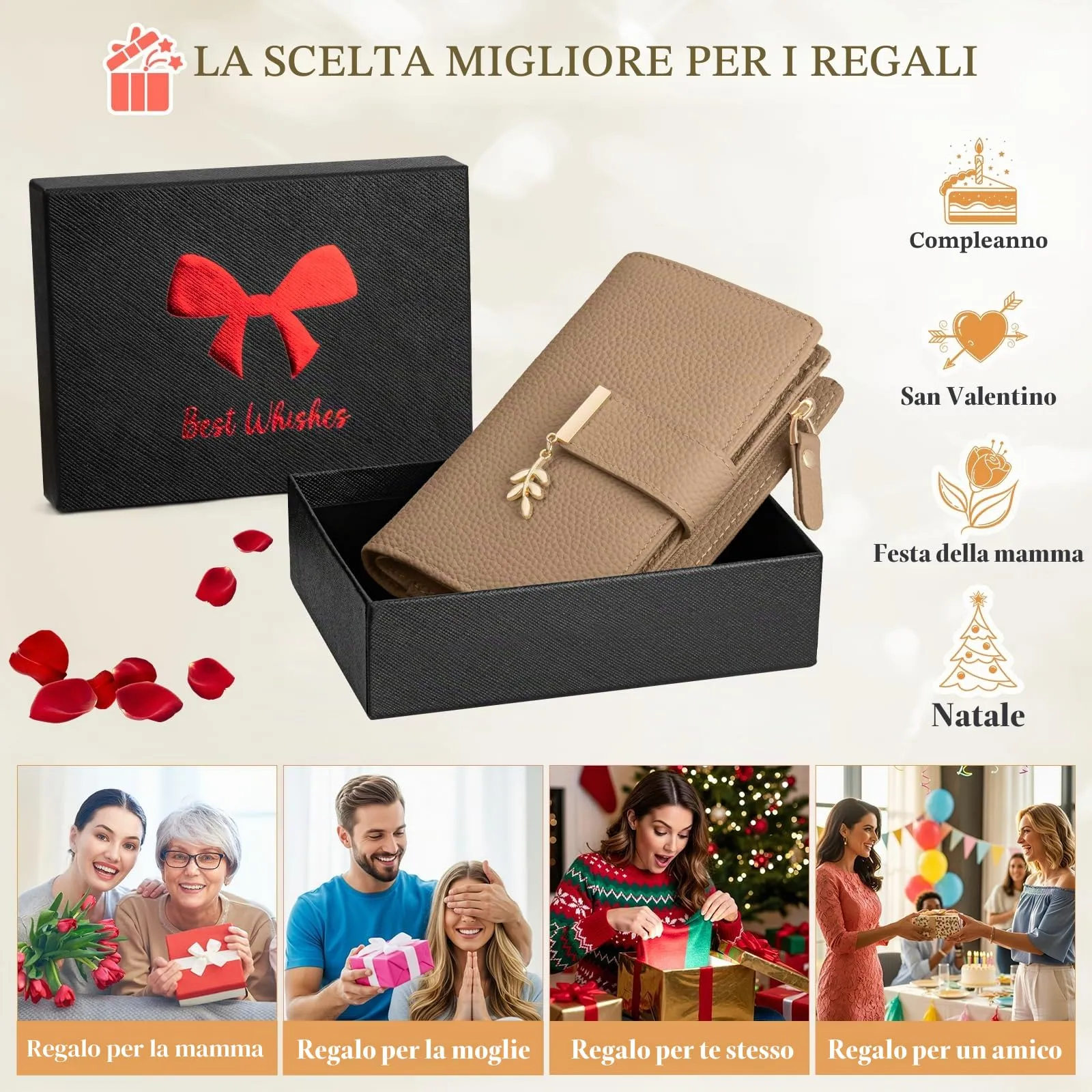 LUROON Portafoglio Medio Donna in Pelle con Blocco RFID e Portamonete - immagine 7