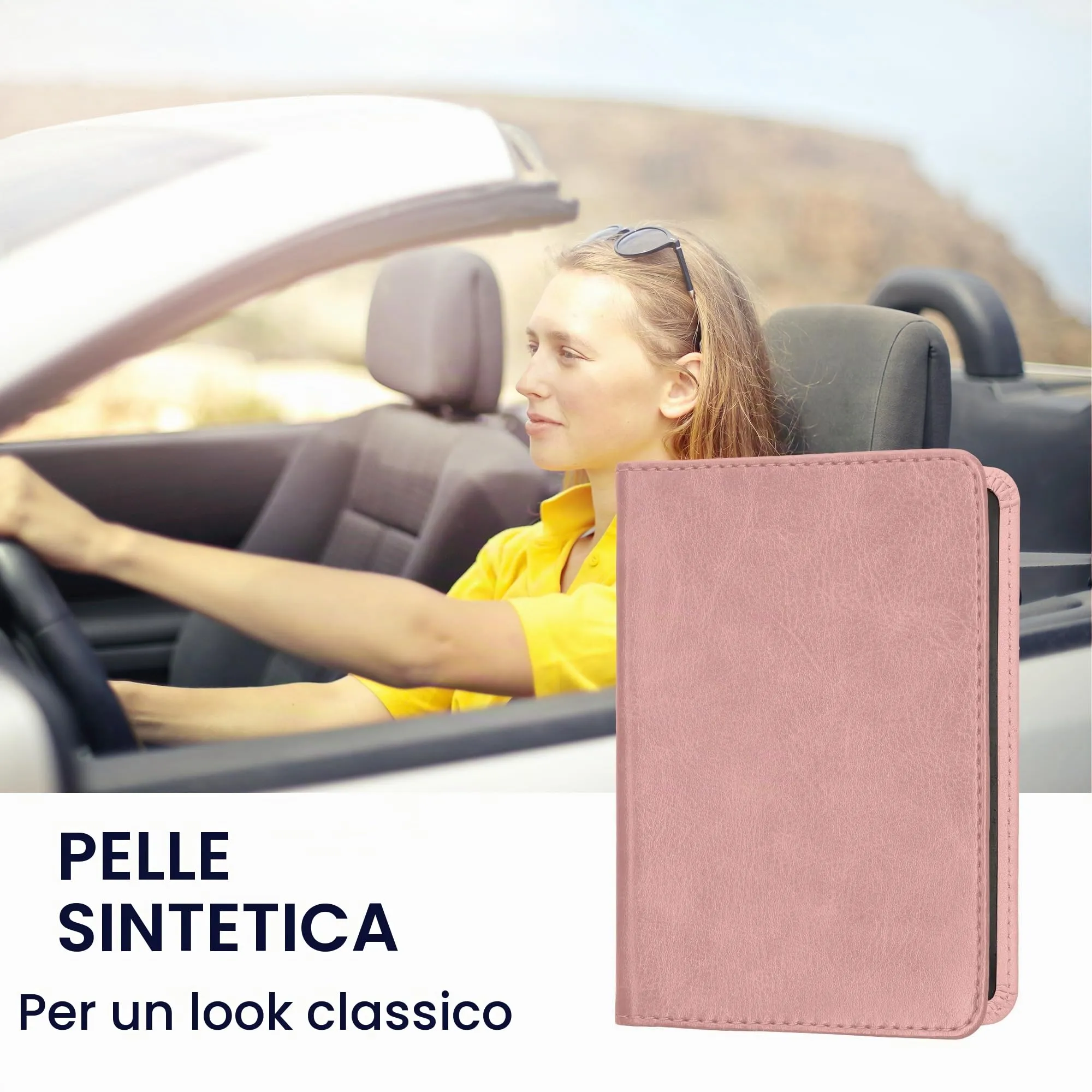 kwmobile Custodia in pelle PU per Libretto di Circolazione e Patente, Coconut Swirl - immagine 2