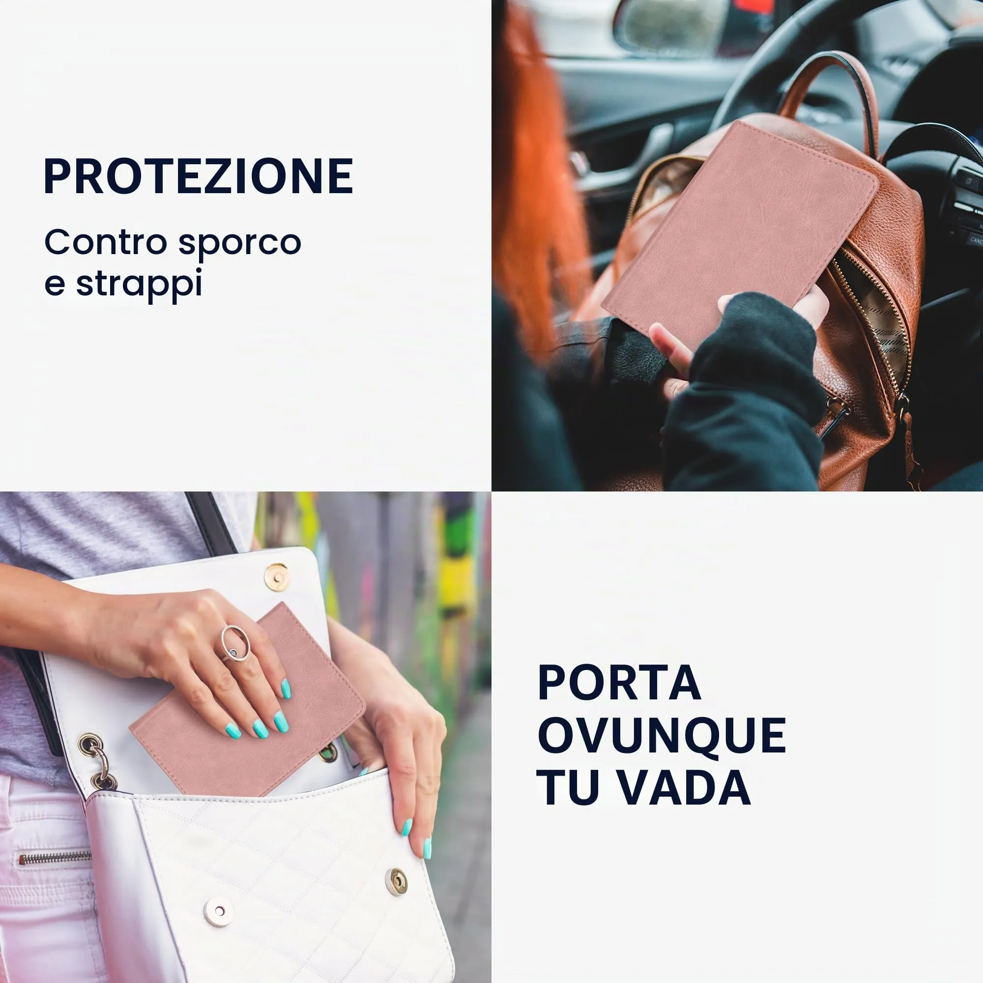 kwmobile Custodia in pelle PU per Libretto di Circolazione e Patente, Coconut Swirl - immagine 4