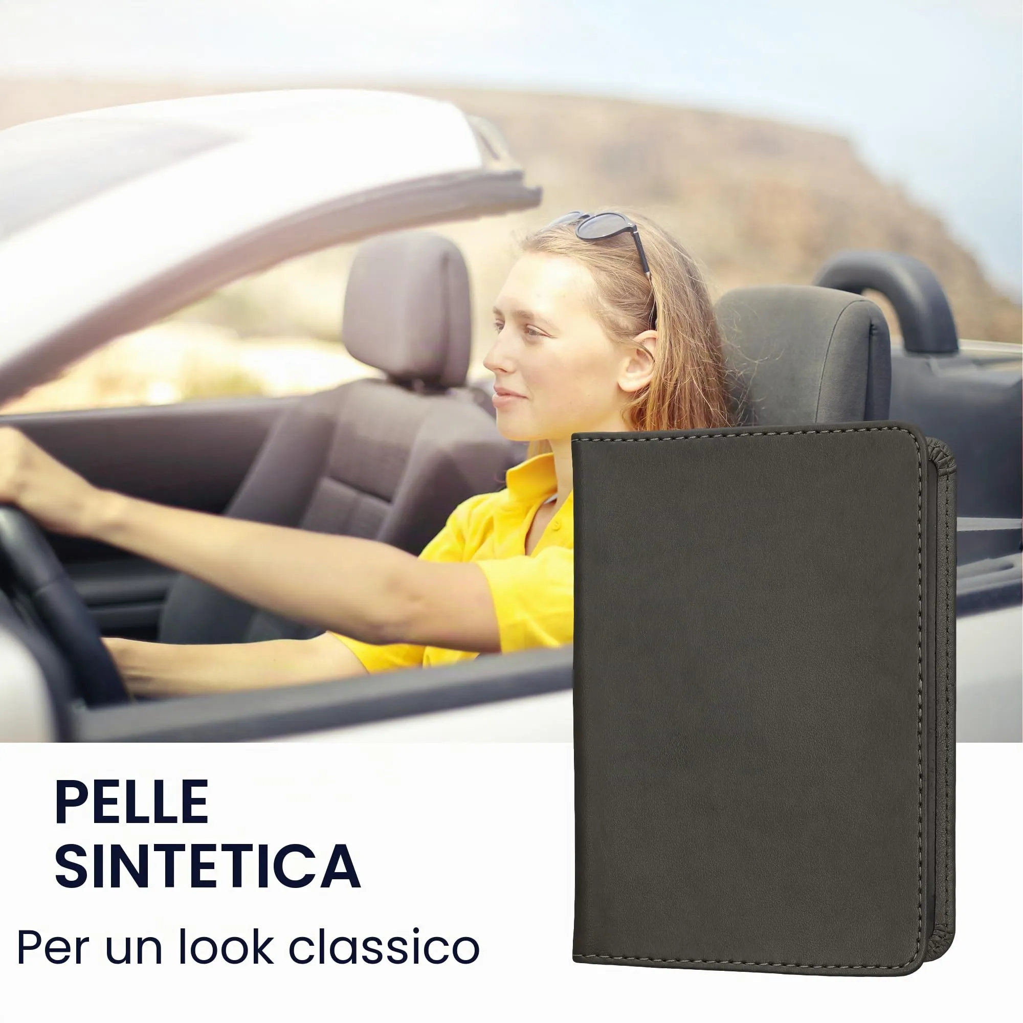 kwmobile Custodia in pelle PU per Libretto di Circolazione e Patente, Grigio Scuro - immagine 2