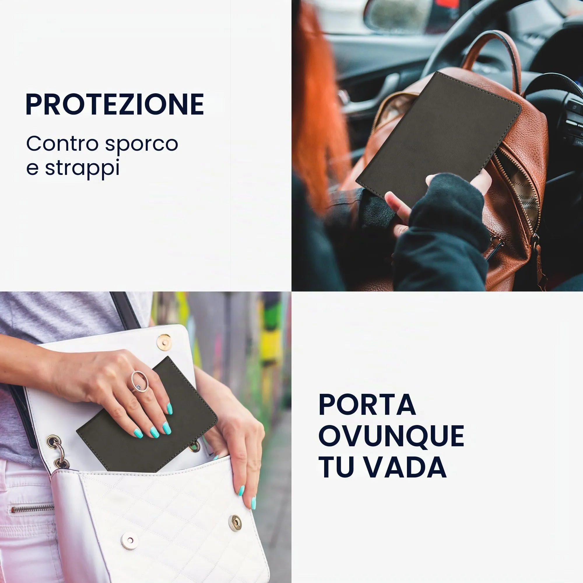 kwmobile Custodia in pelle PU per Libretto di Circolazione e Patente, Grigio Scuro - immagine 4