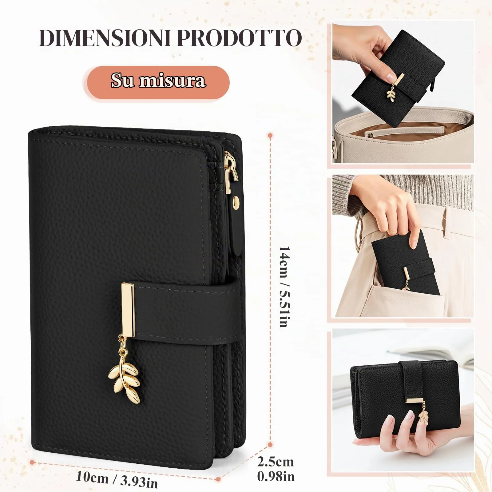 LUROON Portafoglio Medio Donna in Pelle con Blocco RFID e Scomparto Monete - immagine 4