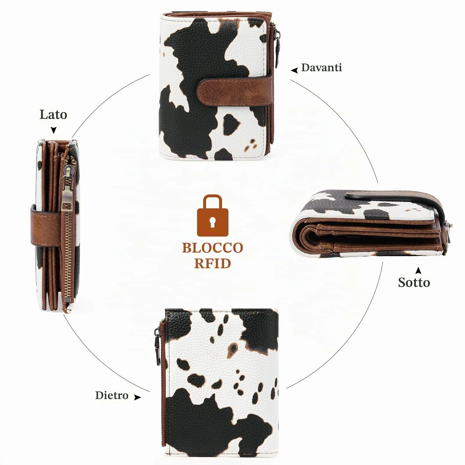 GOIACII Portafogli in pelle per donna con blocco RFID A04 Beige M - immagine 6