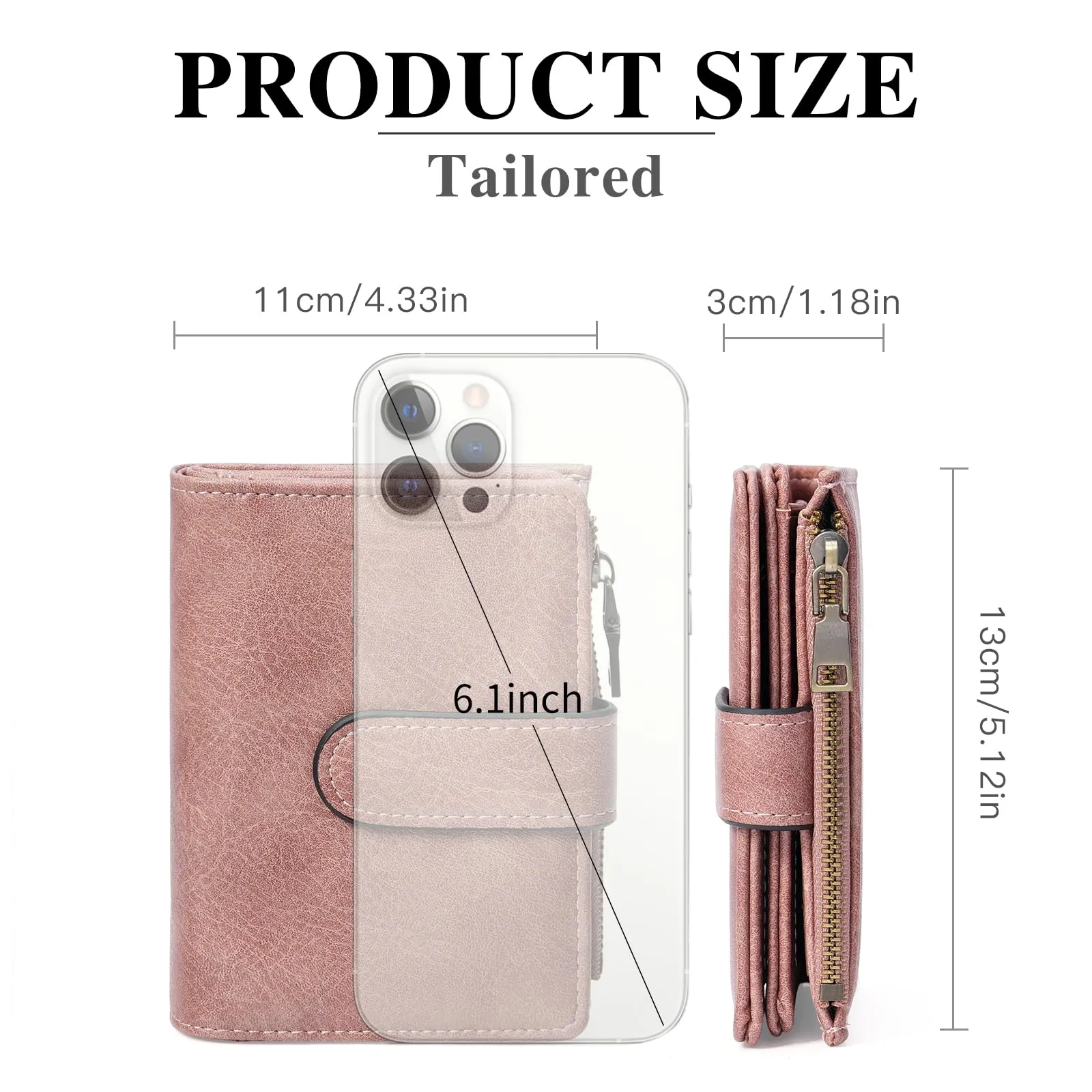 GOIACII Portafogli in pelle per donne con blocco RFID, 12.8 x 3 x 10.5 cm - immagine 2