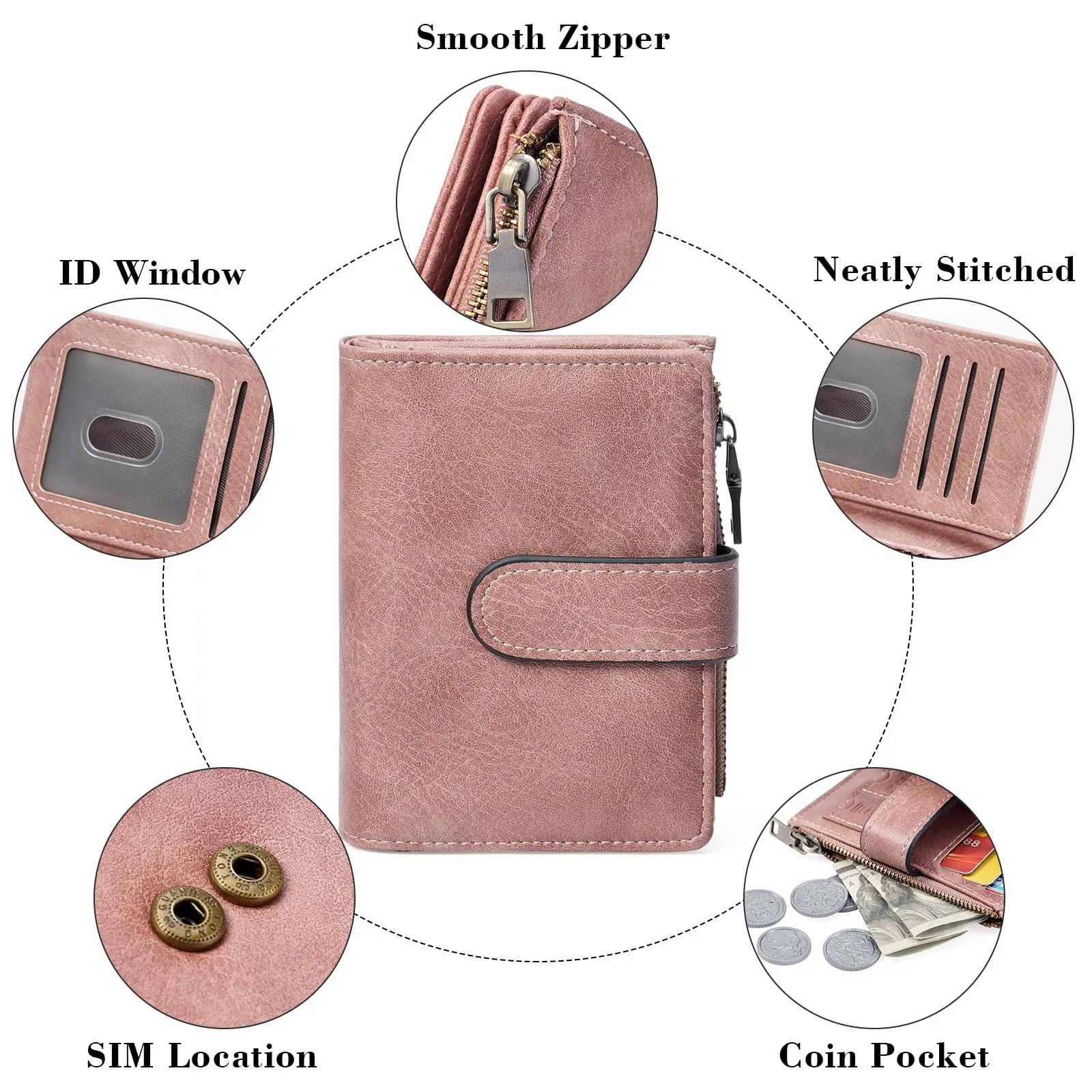 GOIACII Portafogli in pelle per donne con blocco RFID, 12.8 x 3 x 10.5 cm - immagine 5