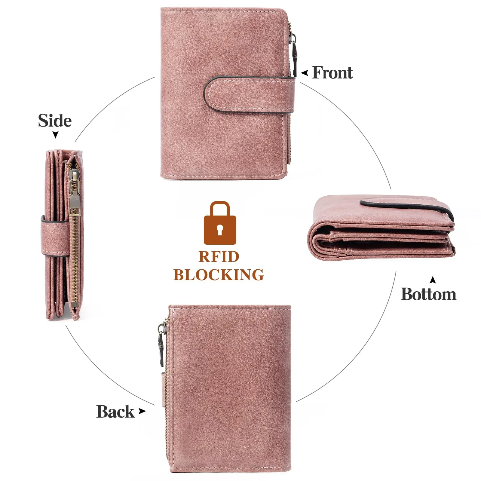 GOIACII Portafogli in pelle per donne con blocco RFID, 12.8 x 3 x 10.5 cm - immagine 6