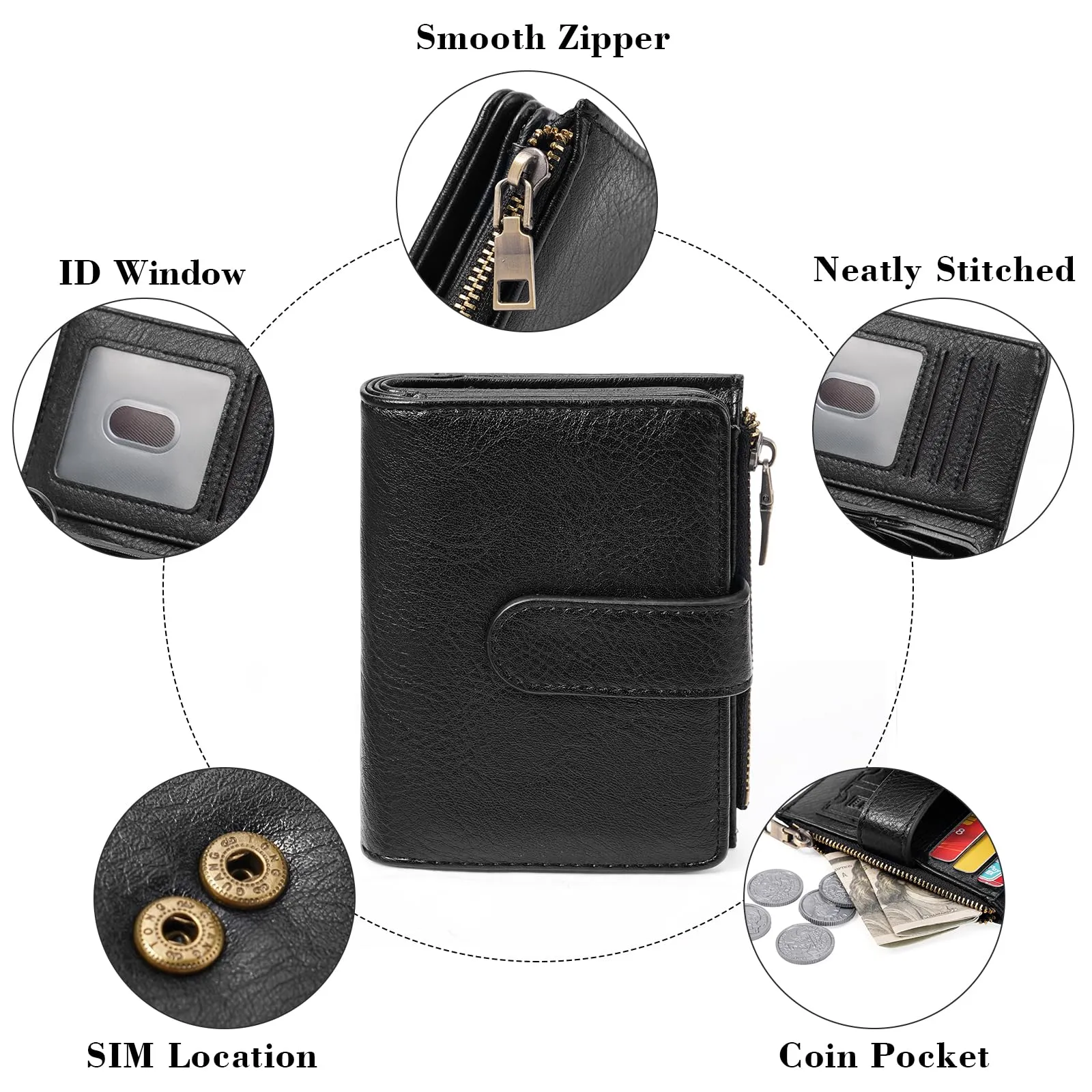 GOIACII Portafoglio in pelle da donna compatto con blocco RFID e 16 scomparti per carte di credito - immagine 5