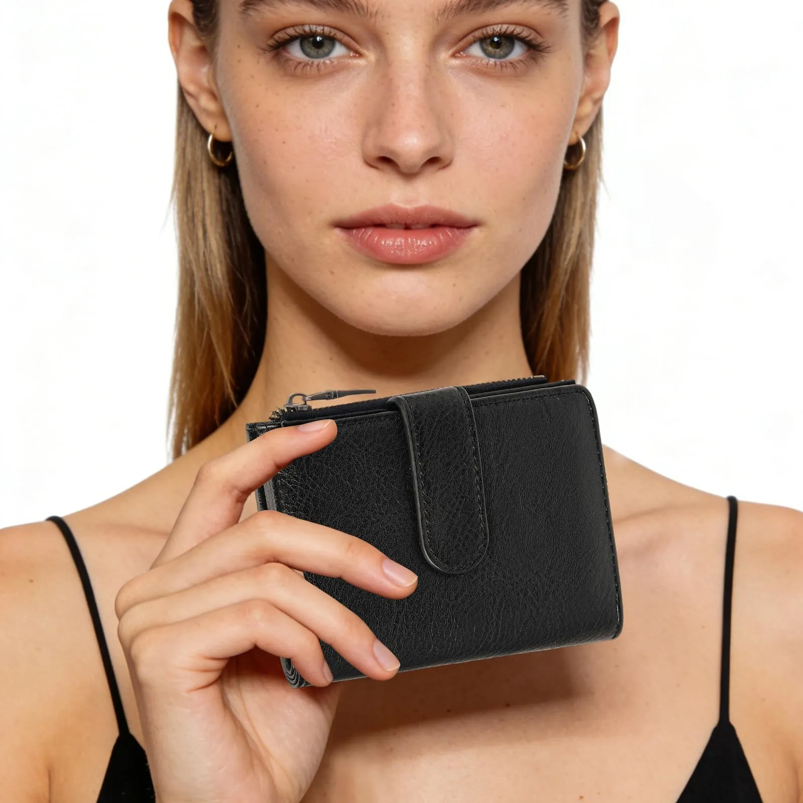 GOIACII Portafoglio in pelle da donna compatto con blocco RFID e 16 scomparti per carte di credito - immagine 8