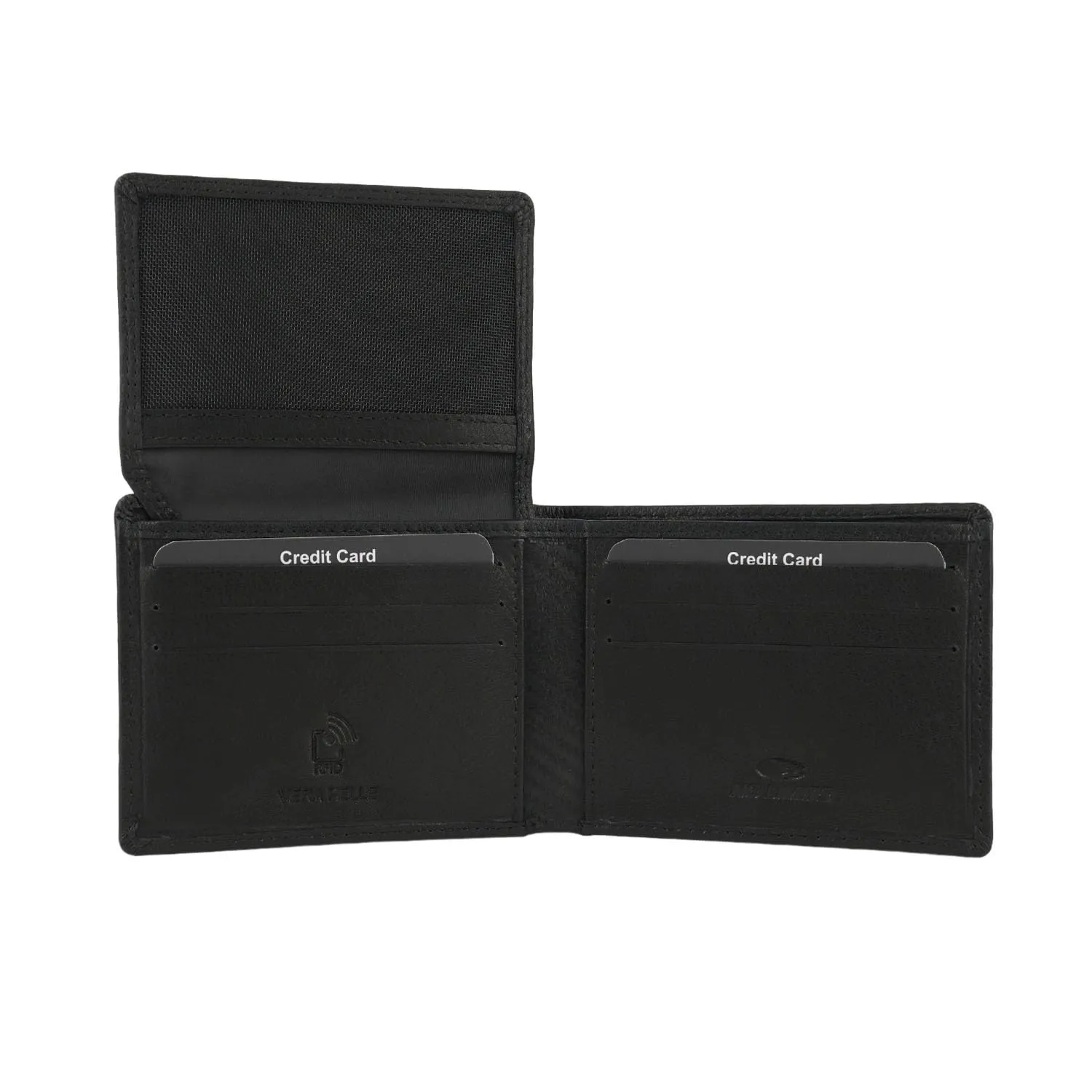 No Limits Portafoglio Uomo in Vera Pelle con Inserti Effetto Carbon e Protezione RFID, Slim Nero - immagine 6