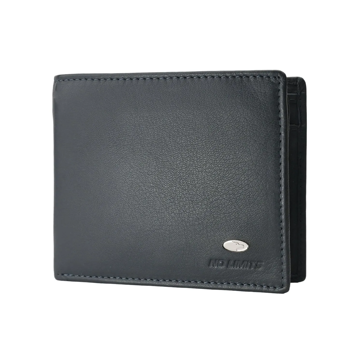 No Limits Portafoglio Uomo in Vera Pelle, Inserti Effetto Carbon, Protezione RFID, Slim Navy - immagine 1