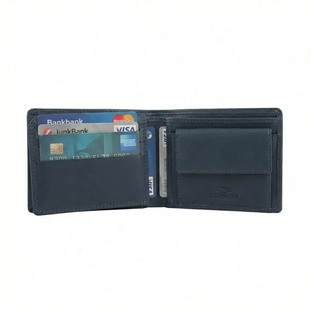 No Limits Portafoglio Uomo in Vera Pelle, Inserti Effetto Carbon, Protezione RFID, Slim Navy - immagine 2