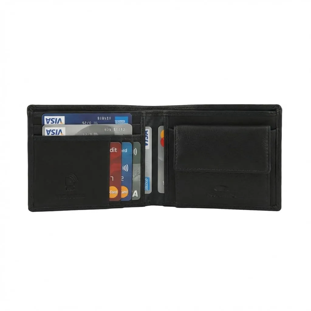 No Limits Portafoglio Uomo in Vera Pelle Slim con Protezione RFID, Effetto Carbon, Nero - immagine 2