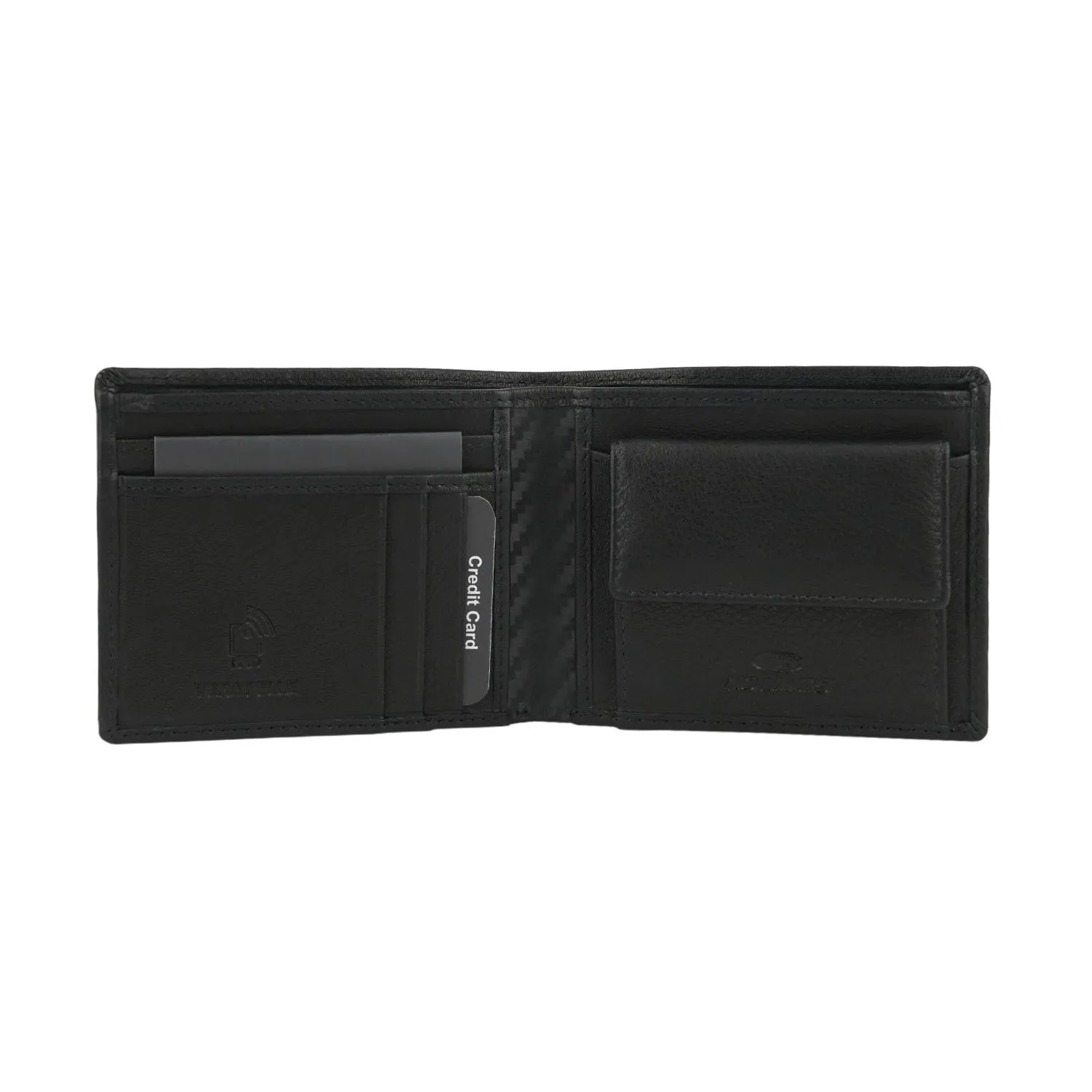 No Limits Portafoglio Uomo in Vera Pelle Slim con Protezione RFID, Effetto Carbon, Nero - immagine 6