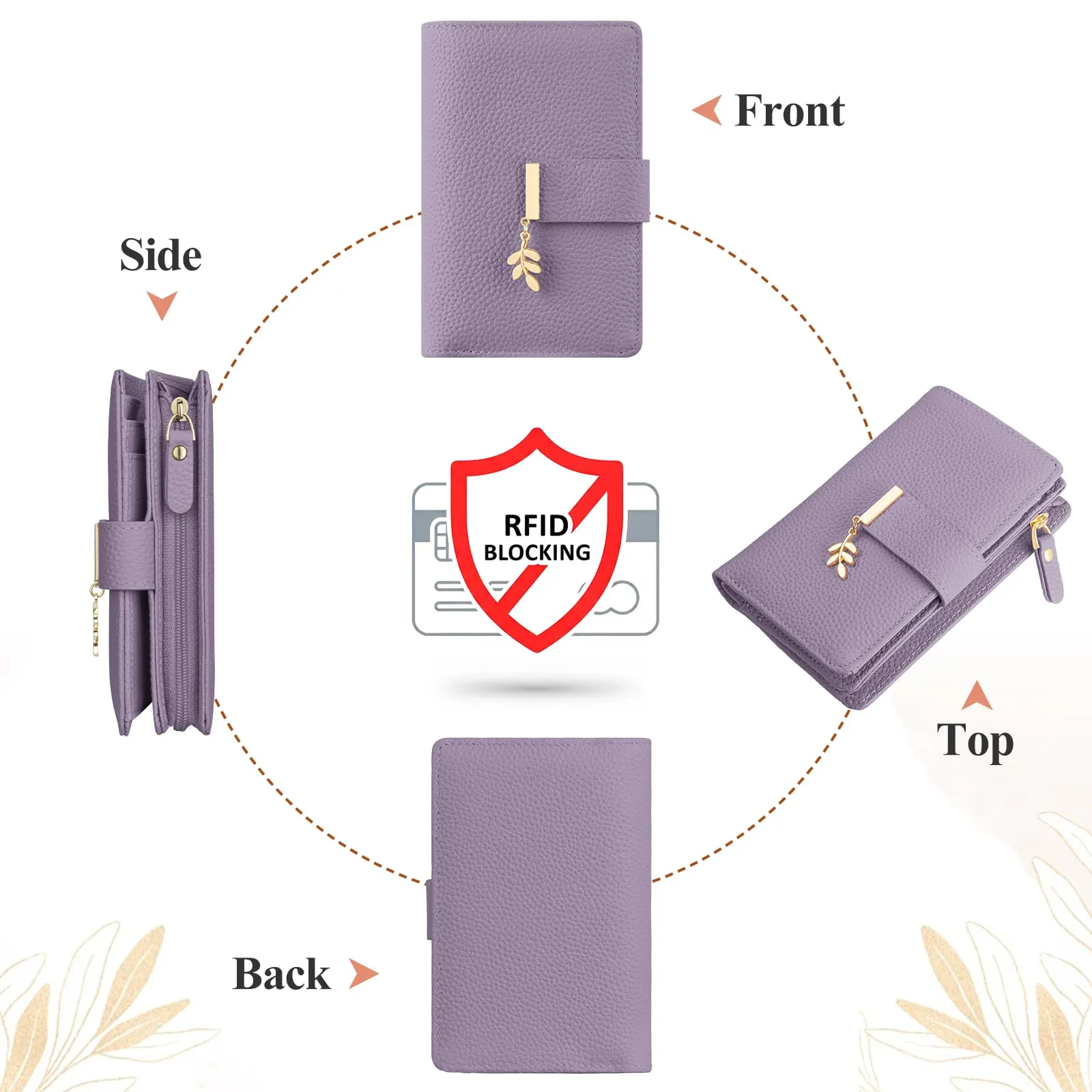 LUROON Portafoglio Medio Donna in Pelle con Blocco RFID e Portamonete - immagine 6