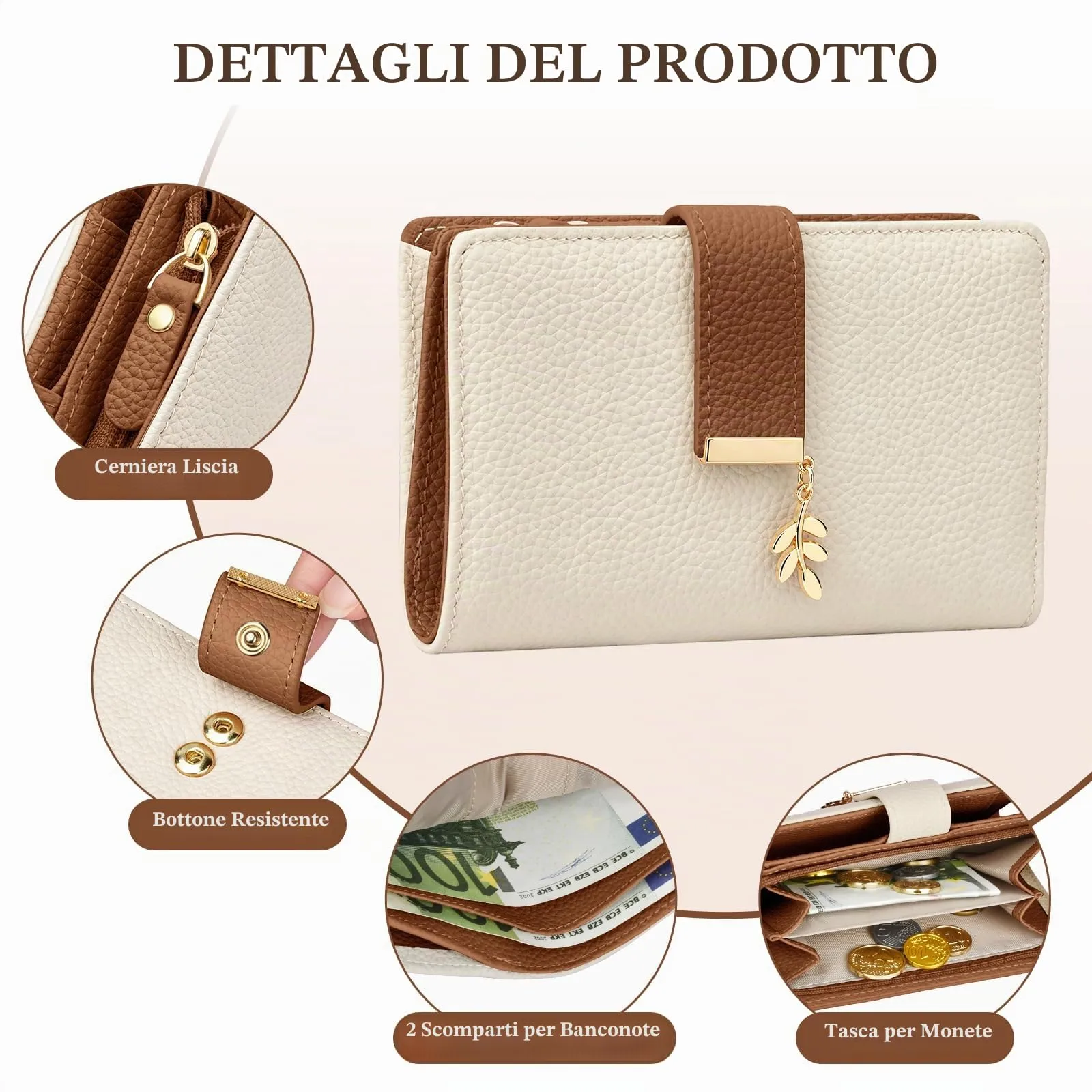 LUROON Portafoglio Medio Donna in Pelle con Blocco RFID - immagine 4
