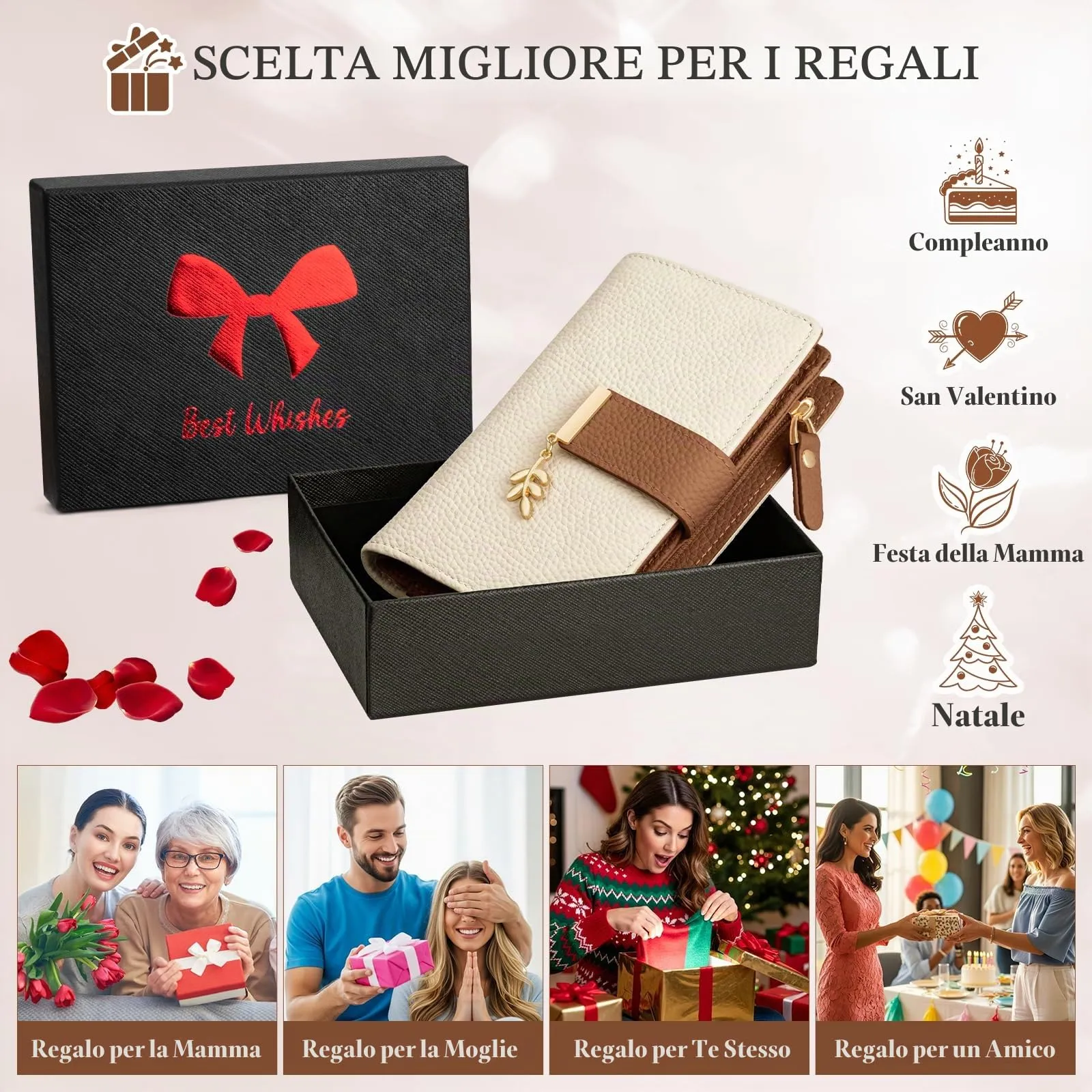 LUROON Portafoglio Medio Donna in Pelle con Blocco RFID - immagine 7