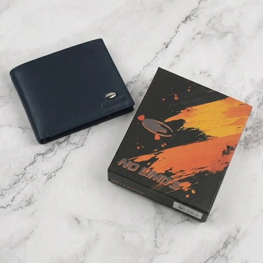 No Limits Portafoglio Uomo in Vera Pelle Effetto Carbon Protezione RFID Slim Navy - immagine 5